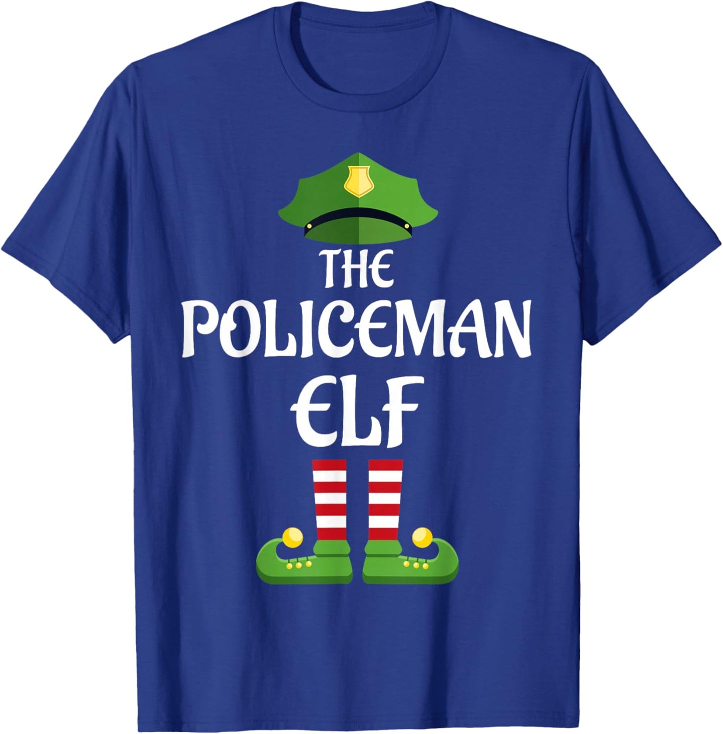 Policeman Elf Family Matching Group Christmas Police T-Shirt - T-Shirt | Royal