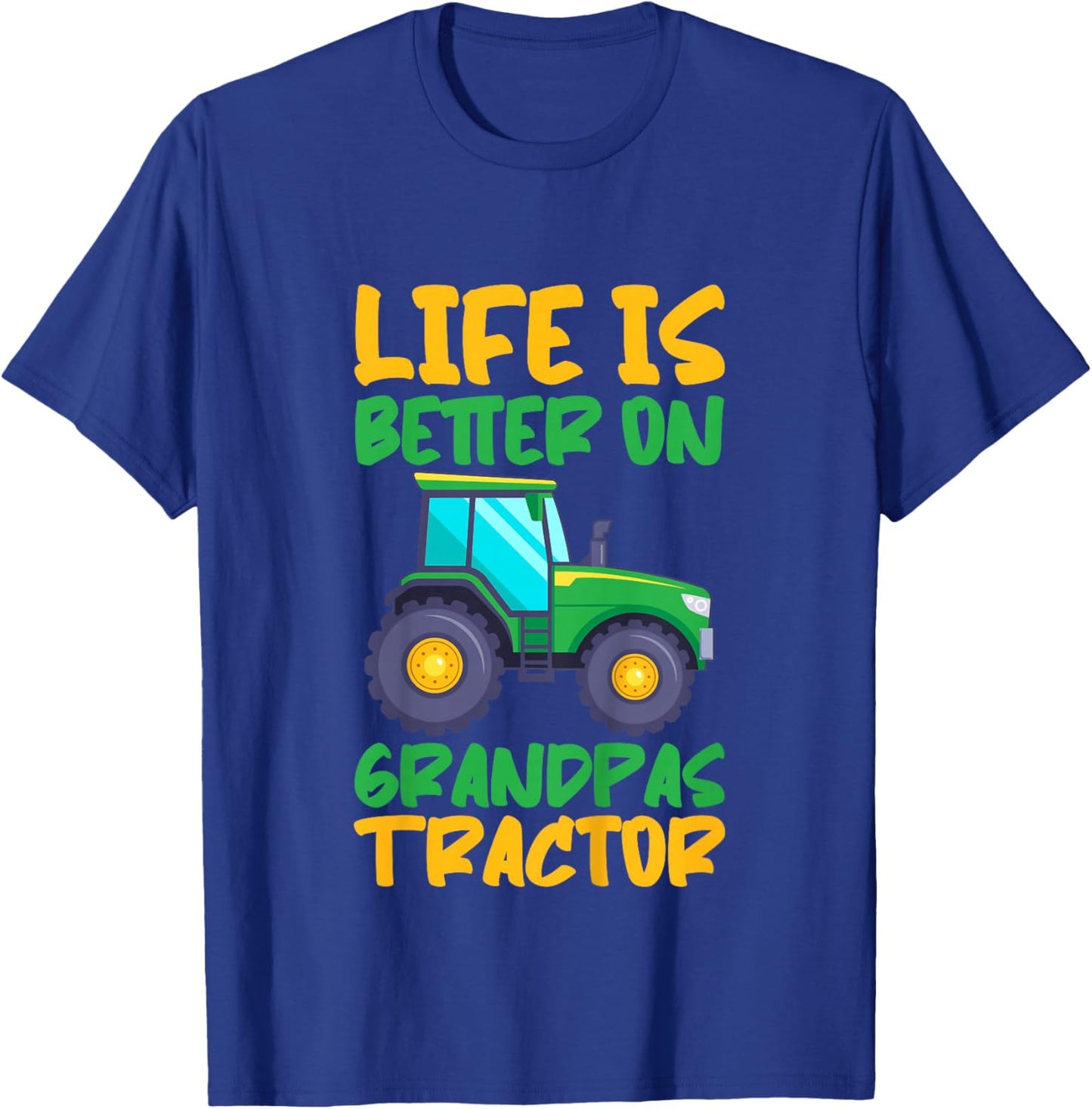 Young Farmer Funny Tractor Boy On Grandpas Tractor T-Shirt - T-Shirt | Royal
