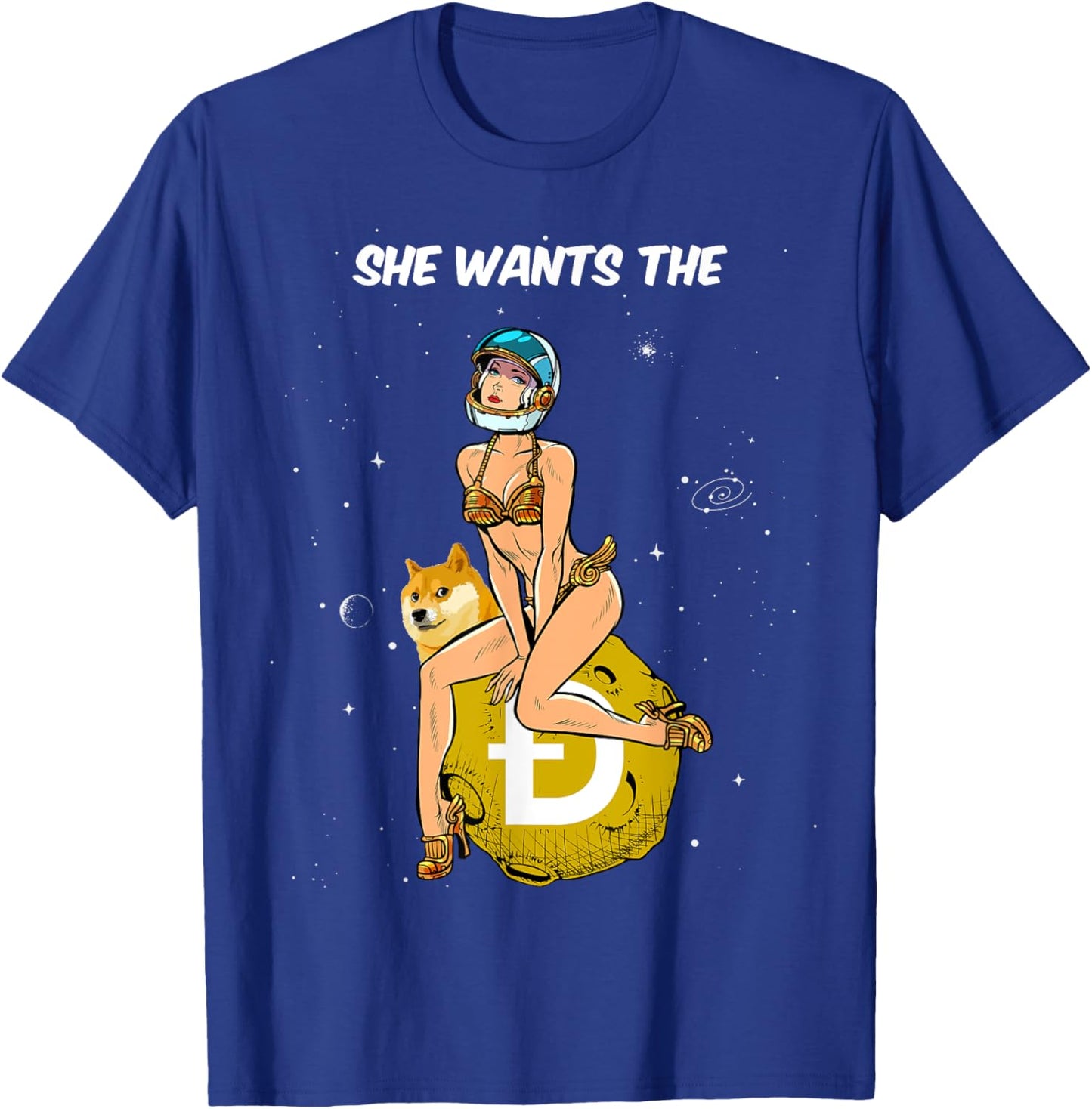 Cryptocurrency She Wants The Dogecoin Doge Crypto Moon T-Shirt - T-Shirt | Royal