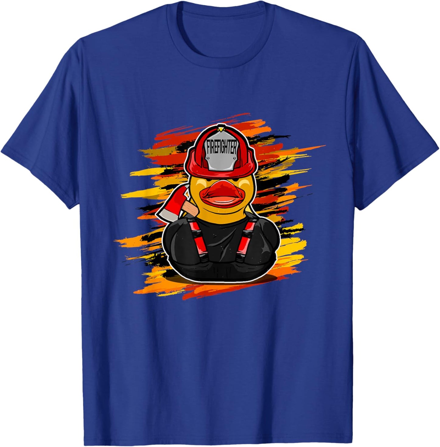 Fire Brigade Duck -Kids Black Firefighter Duck T-Shirt - T-Shirt | Royal