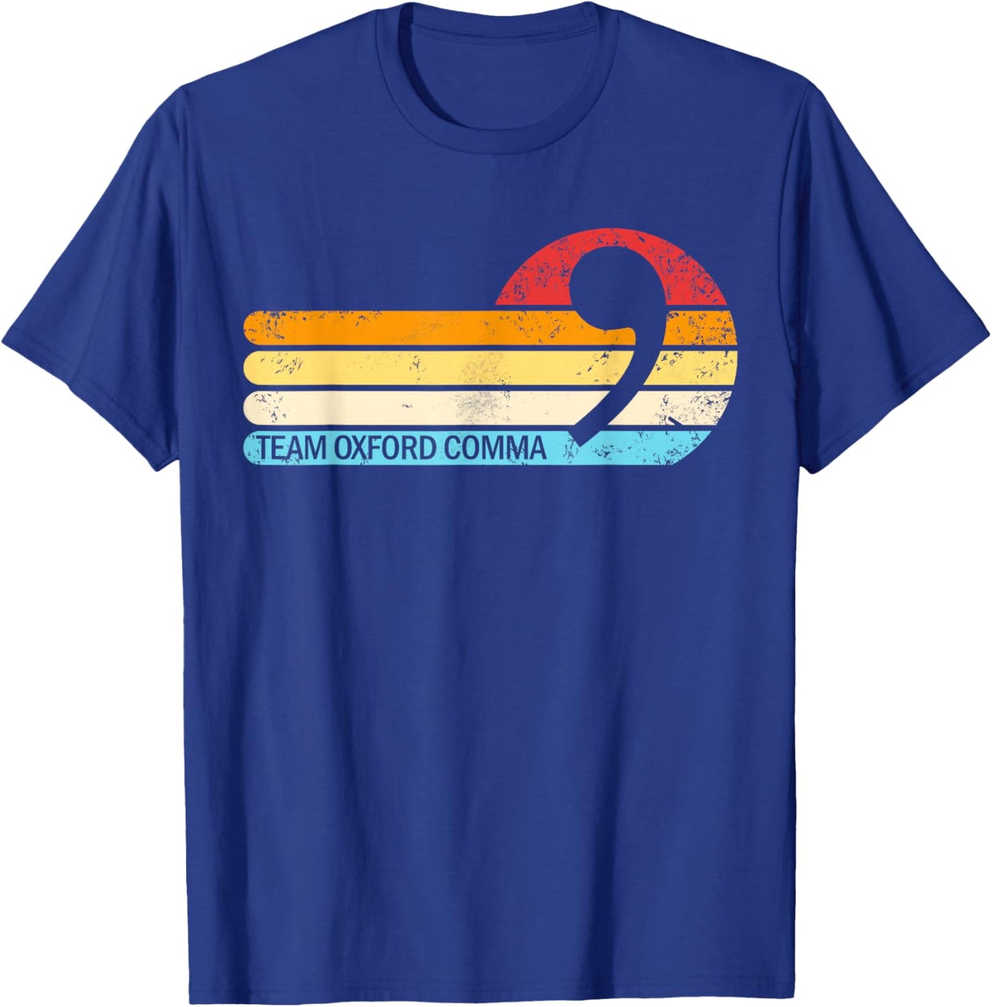 Team Oxford Comma Retro Sunset Team Oxford Comma T-Shirt - T-Shirt | Royal