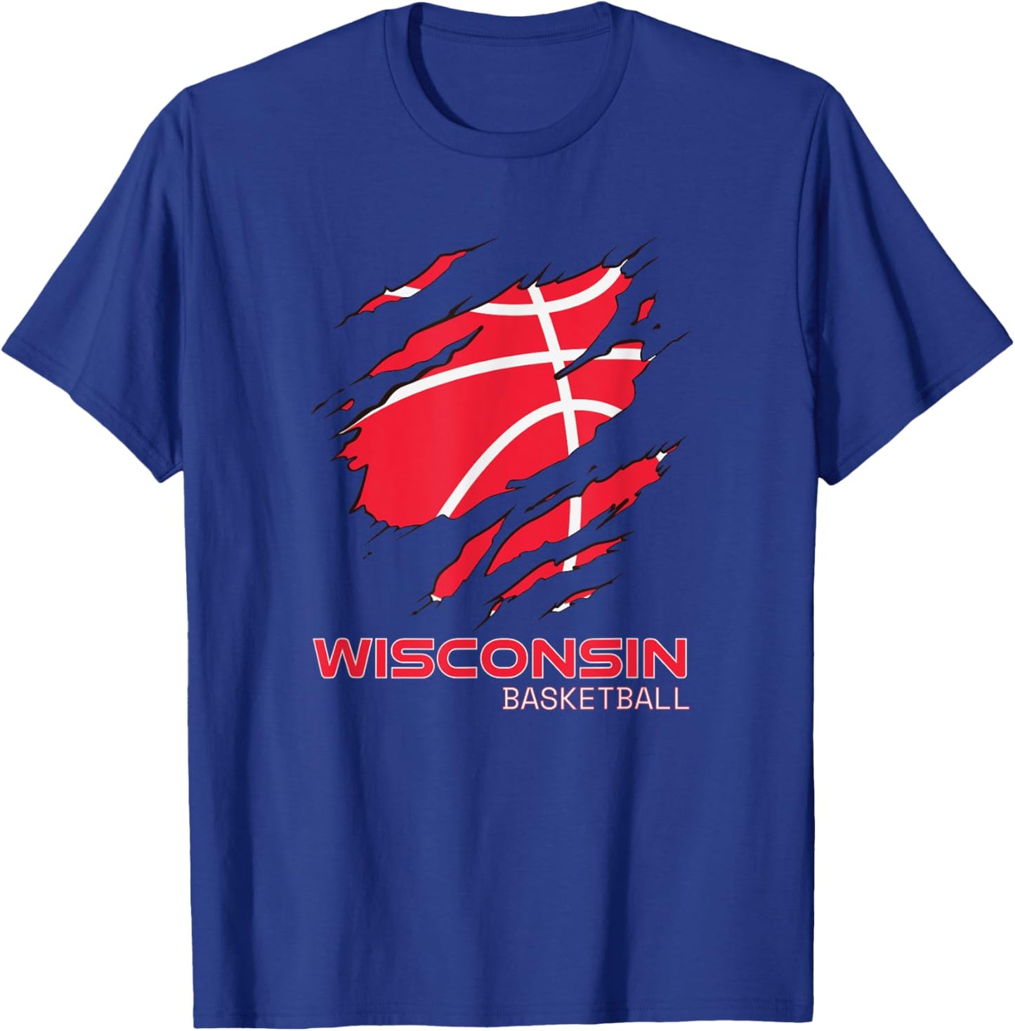 Distressed Basketball The Badger State Home Wisconsin Hoops T-Shirt - T-Shirt | Royal