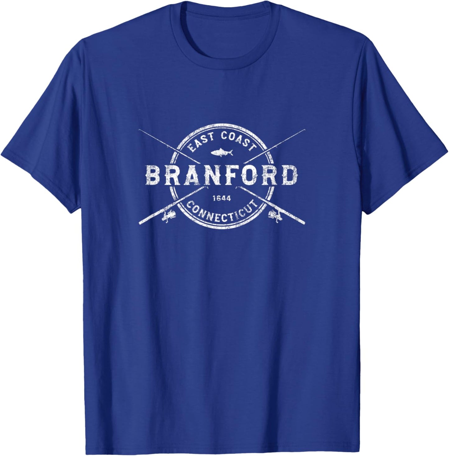 Branford CT Vintage Crossed Fishing Rods T-Shirt - T-Shirt | Royal