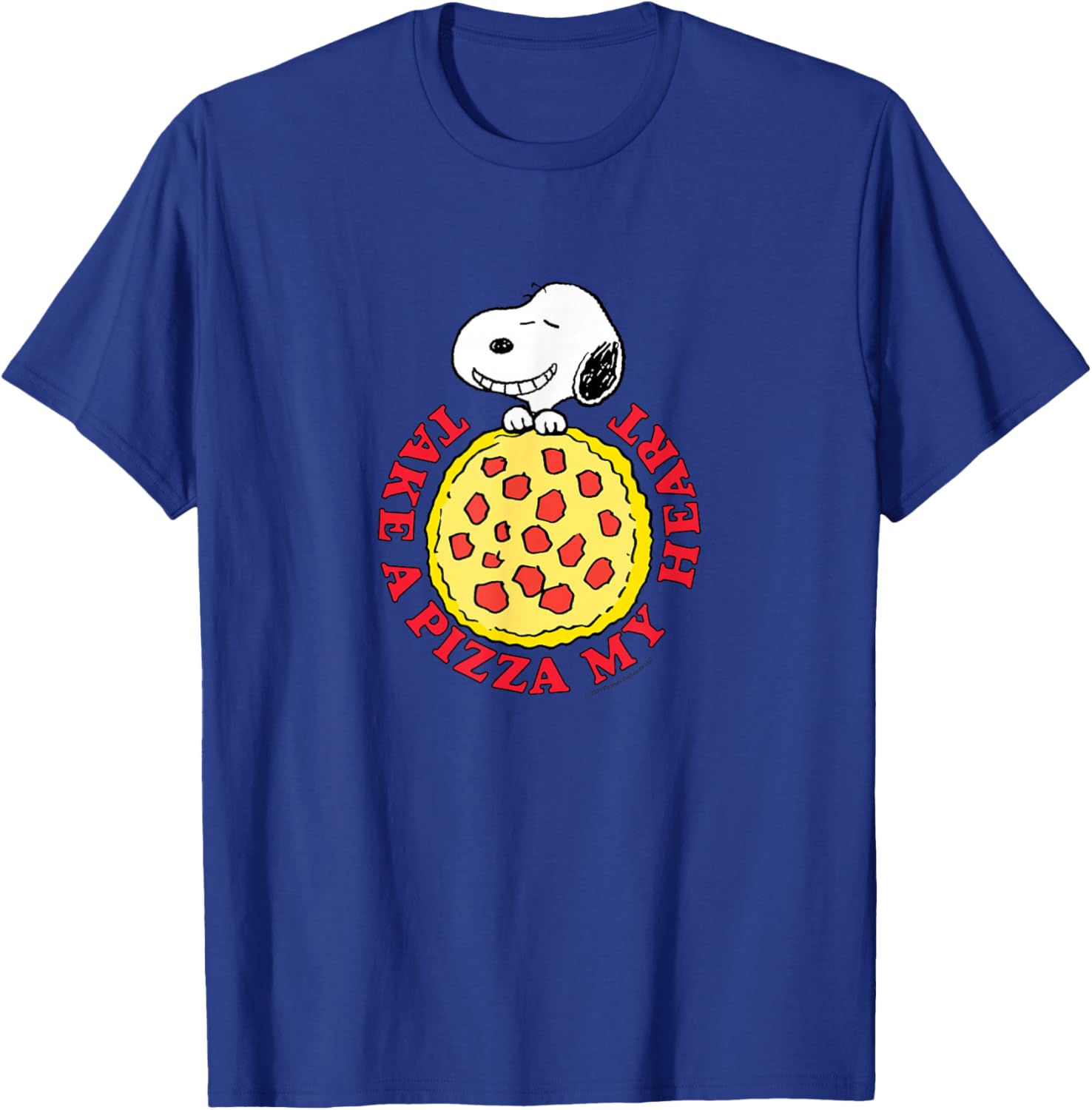 Peanuts Valentines Take A Pizza My Heart T-Shirt - T-Shirt | Royal
