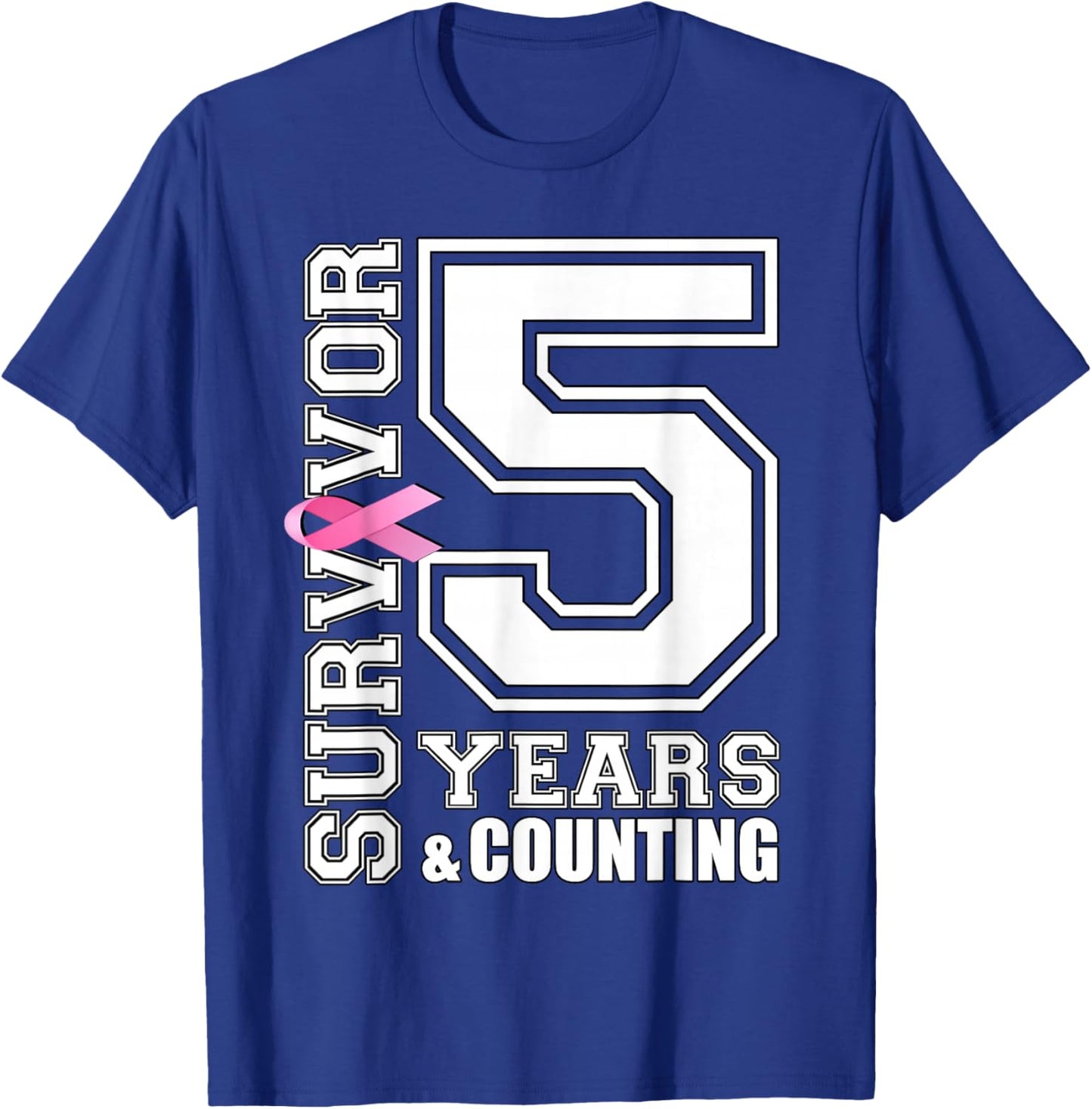 5 Years Breast Cancer Survivor Pink Ribbon Gifts T-Shirt - T-Shirt | Royal