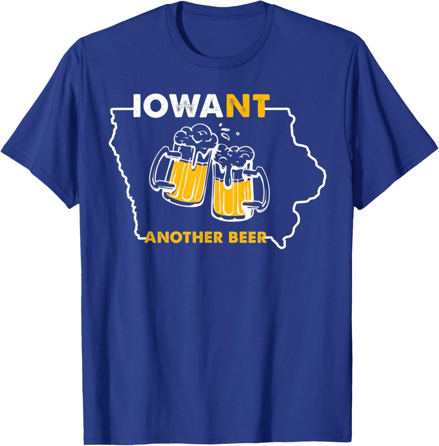 Funny Iowa Beer Shirt-Distressed Iowa State Map T-Shirt - T-Shirt | Royal