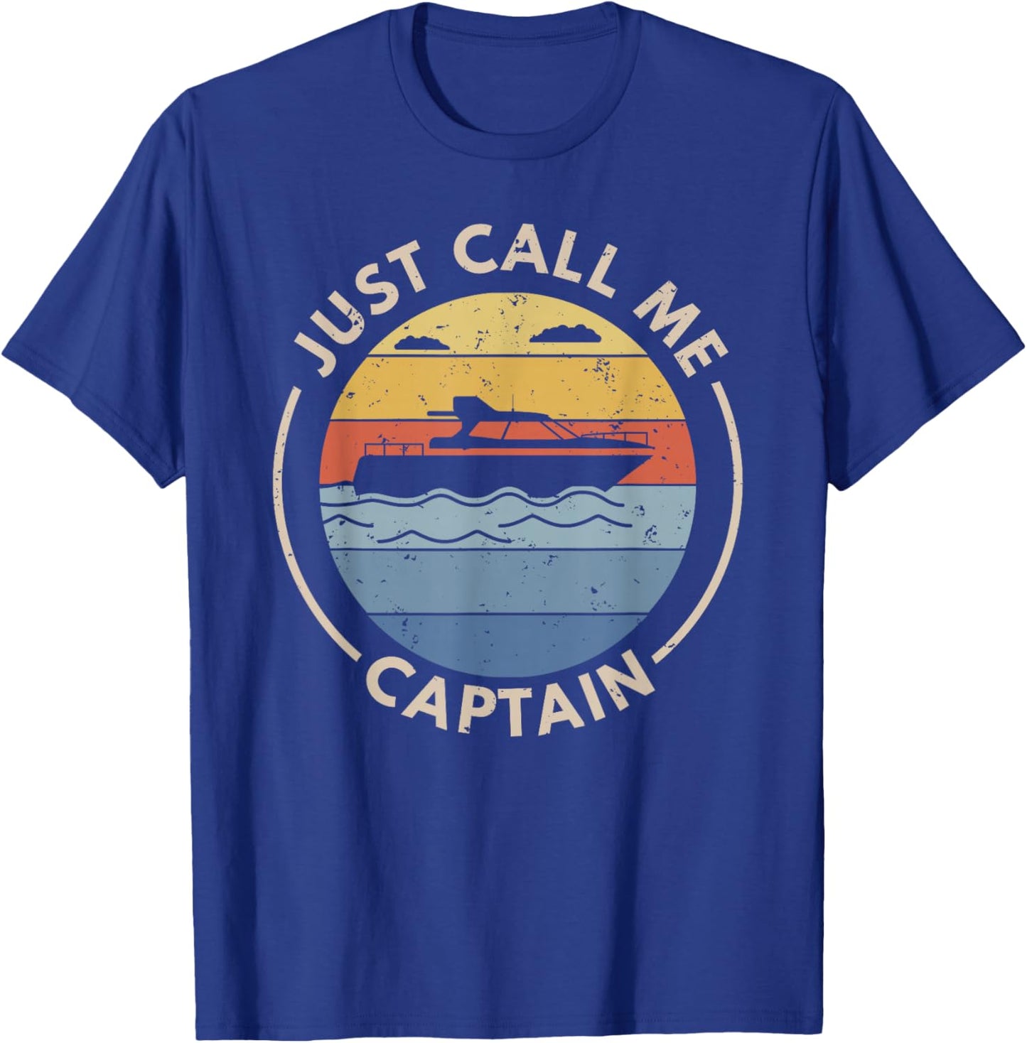 Retro Vintage Boat Just Call Me Captain T-Shirt - T-Shirt | Royal