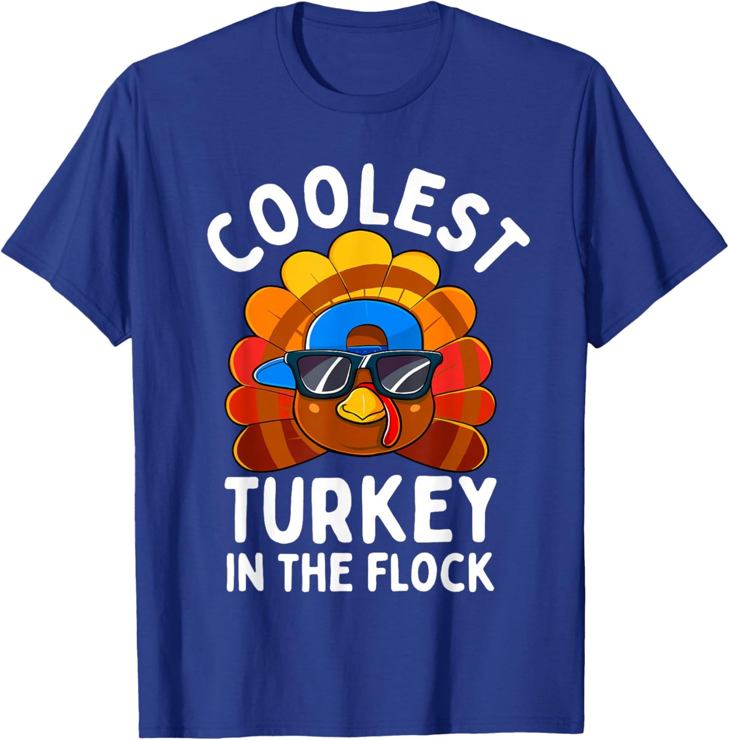 Boys Thanksgiving Kids Toddler Coolest Turkey in the Flock T-Shirt - T-Shirt | Royal