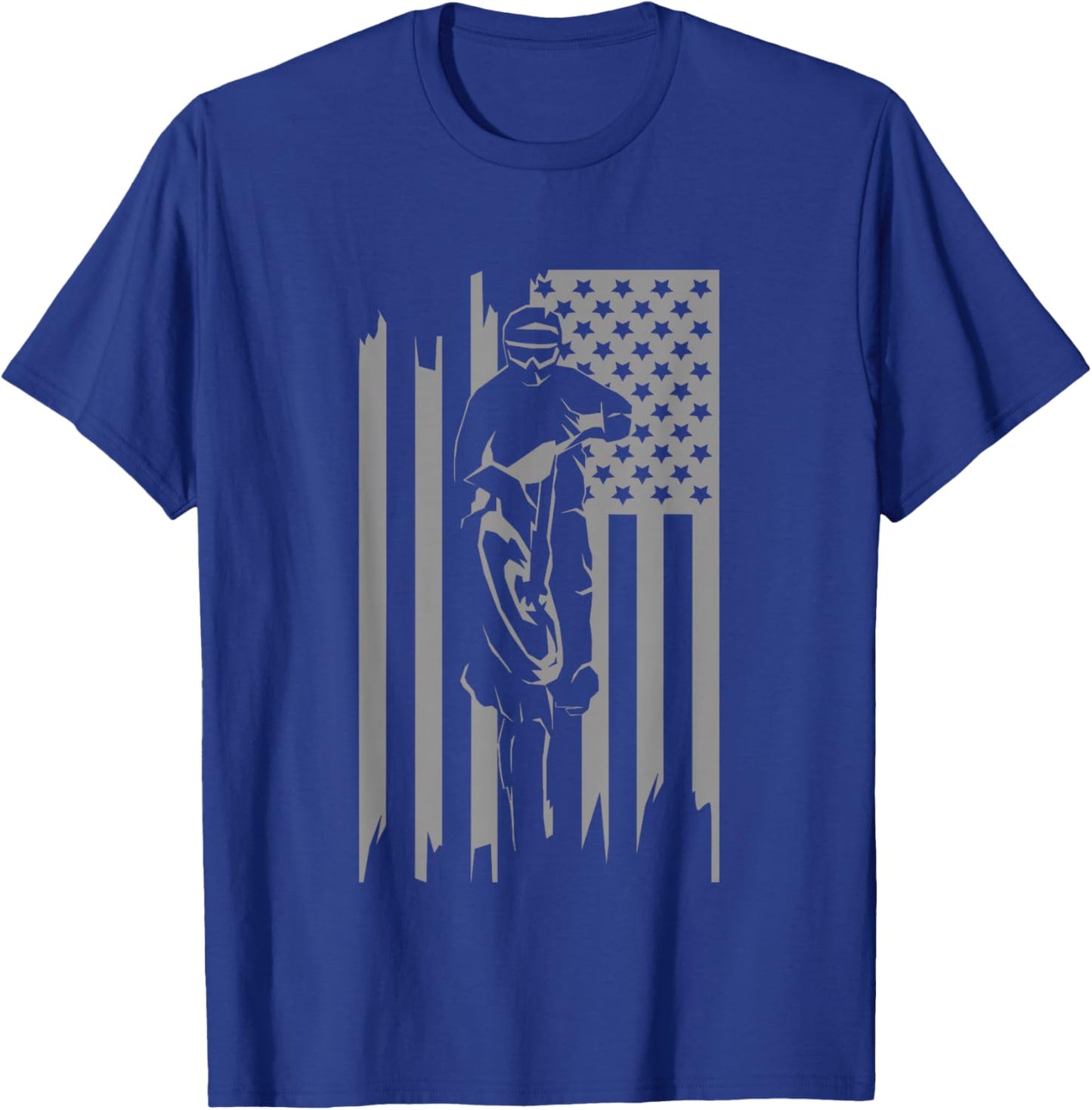 American Flag Motocross Apparel - Motocross Dirt Bike T-Shirt - T-Shirt | Royal