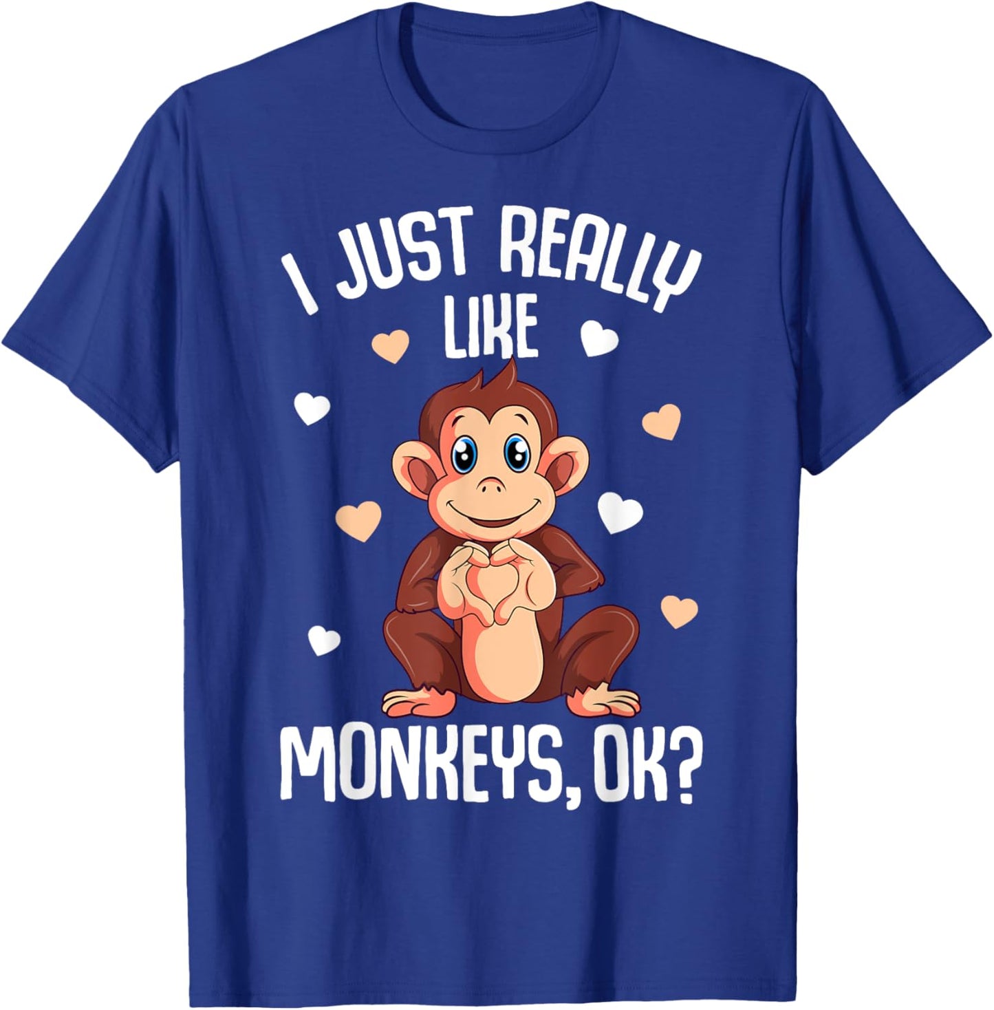 I Just Really Like Monkeys Kids Girls Women Monkey T-Shirt - T-Shirt | Royal