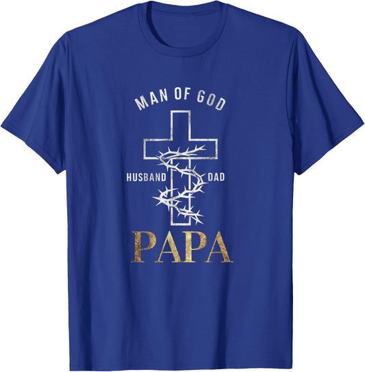 Christian Cross Fathers Day Papa Husband Dad God T-Shirt - T-Shirt | Royal