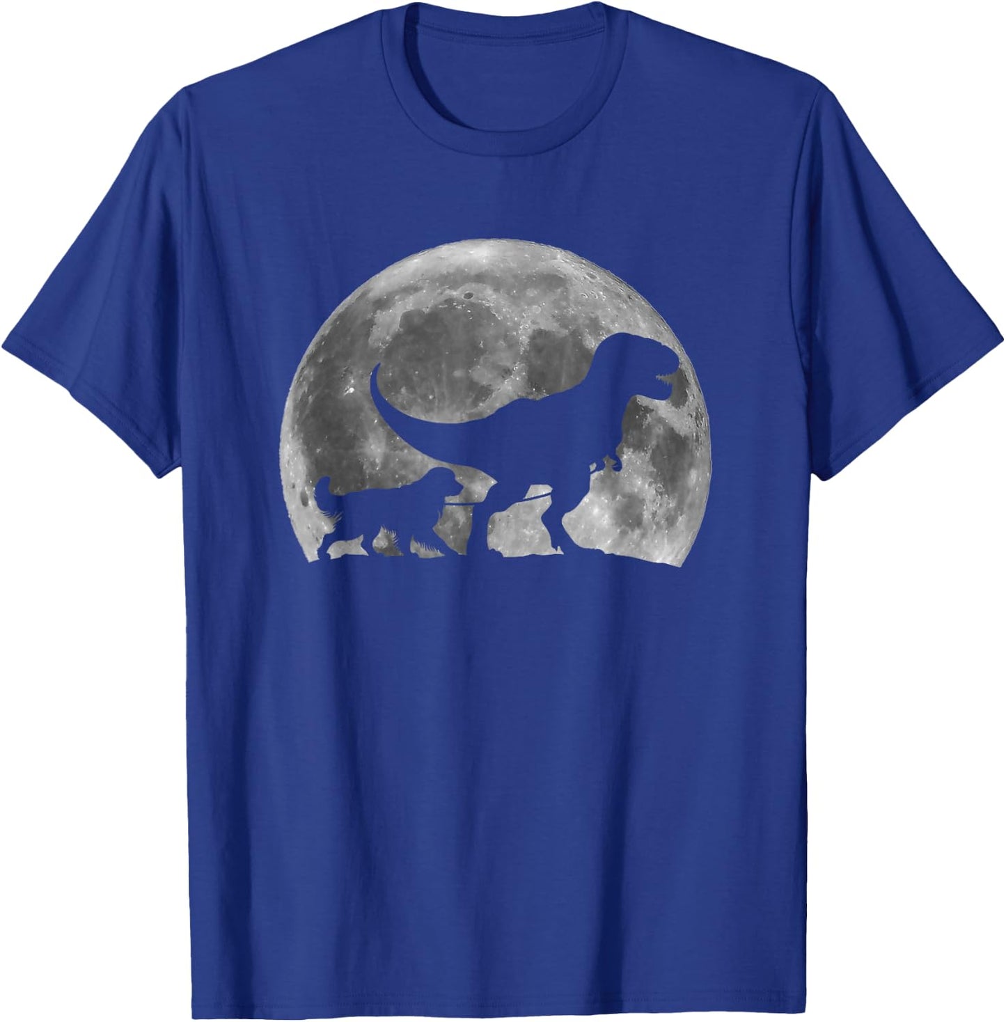 T Rex Walking a Dog Funny Golden Retriever Moon Halloween T-Shirt - T-Shirt | Royal