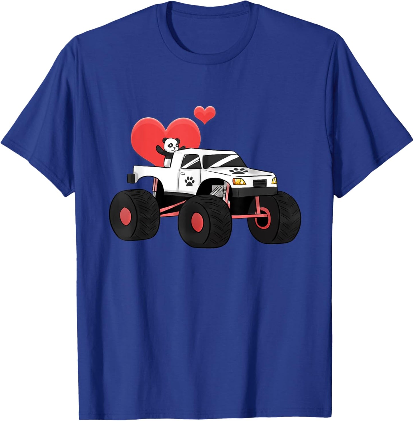 Monster Truck Muscle Car Amazing Panda Style Heart Wheels T-Shirt - T-Shirt | Royal
