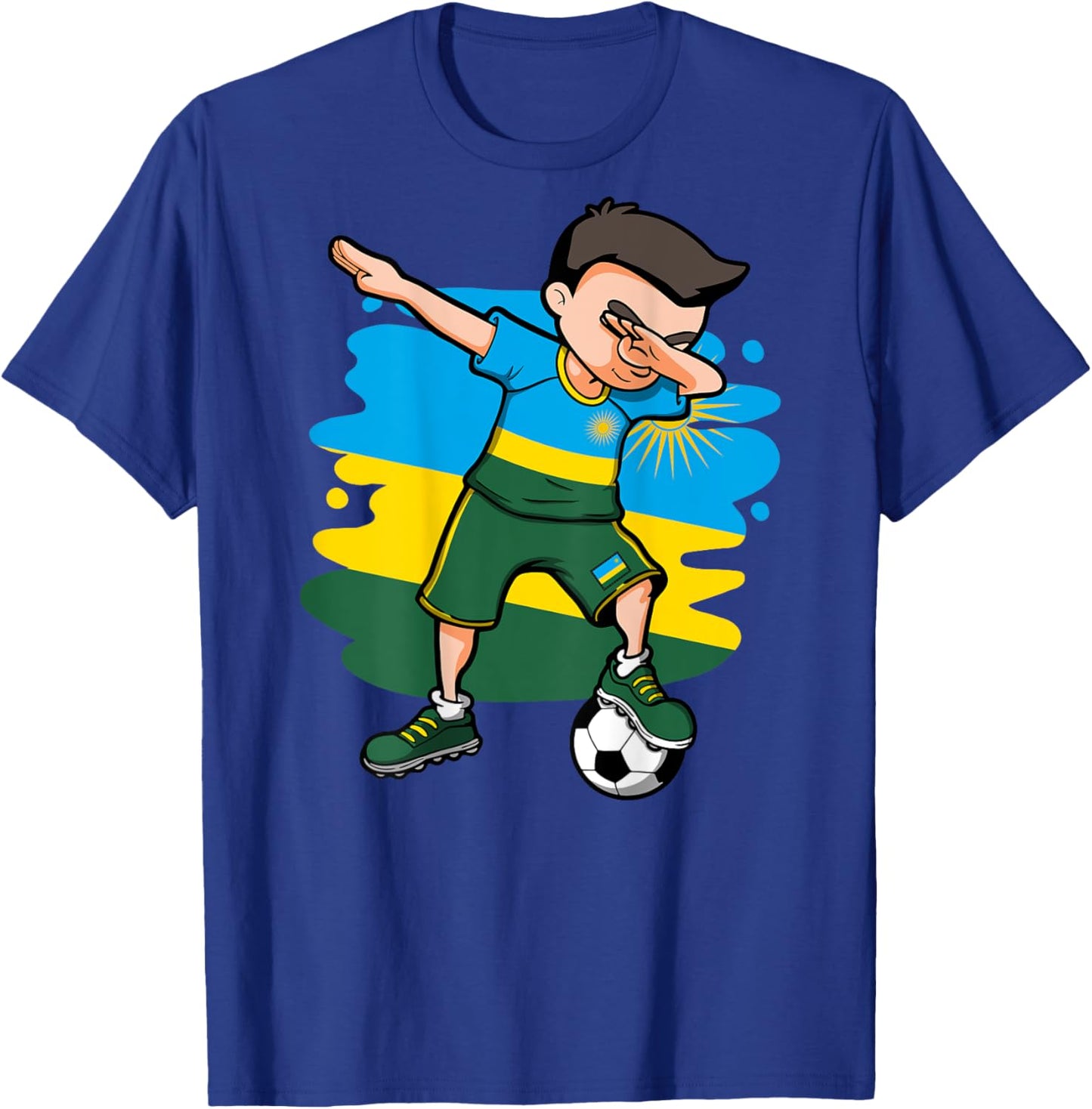 Dabbing Soccer Boy - Rwanda Jersey Rwandan Football Lovers T-Shirt - T-Shirt | Royal