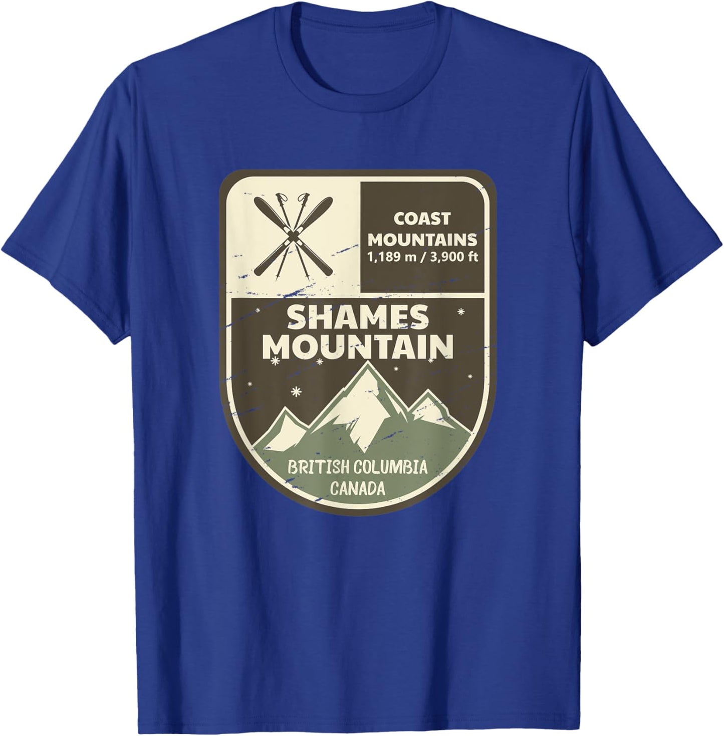 Shames Mountain Coast Mountains Canada Vintage T-Shirt - T-Shirt | Royal