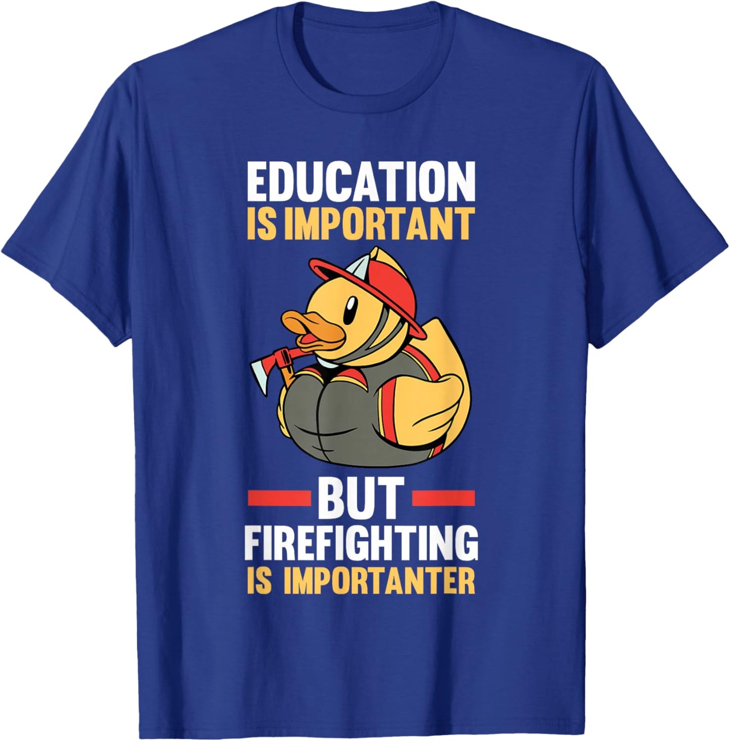 Rubber Duck Fireman Firefighter T-Shirt - T-Shirt | Royal