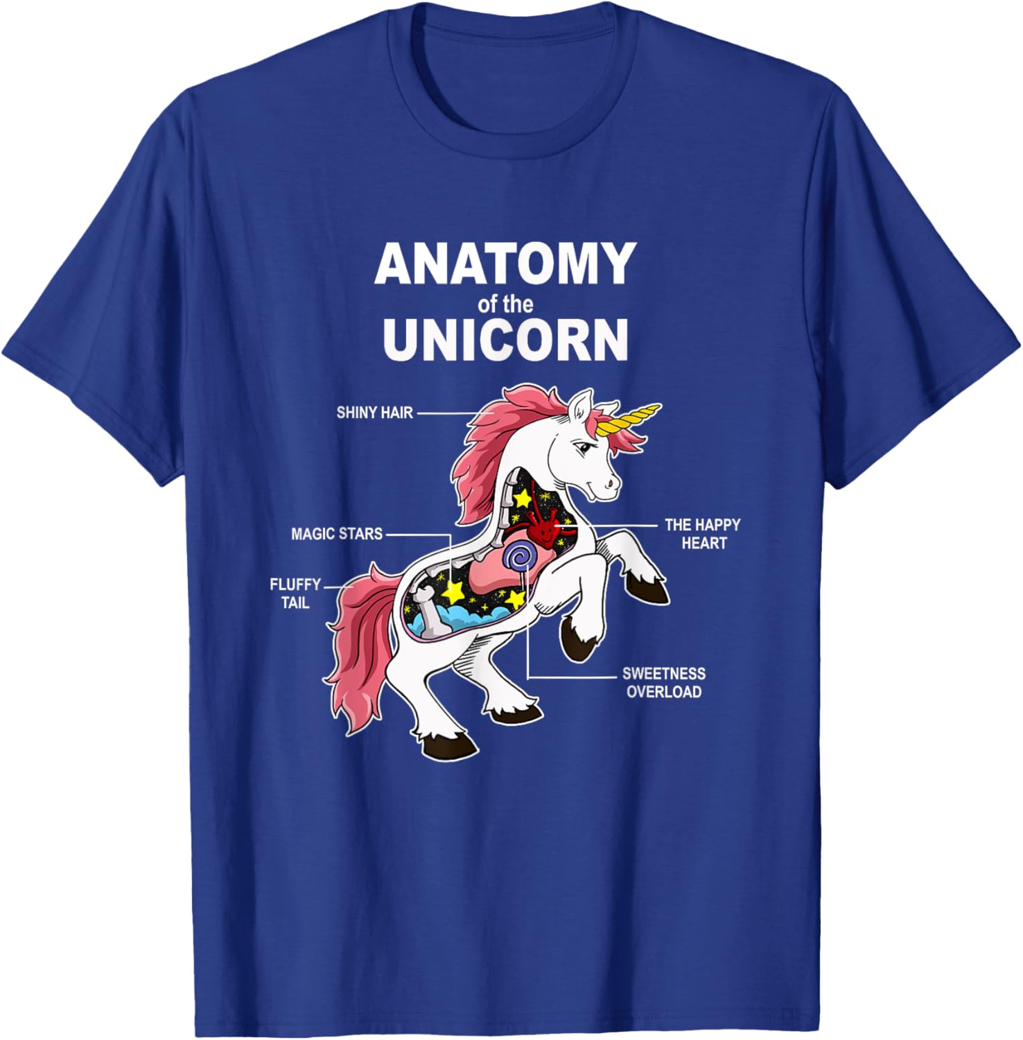 Unicorn Anatomy Cute Magic Creature Funny T-Shirt - T-Shirt | Royal