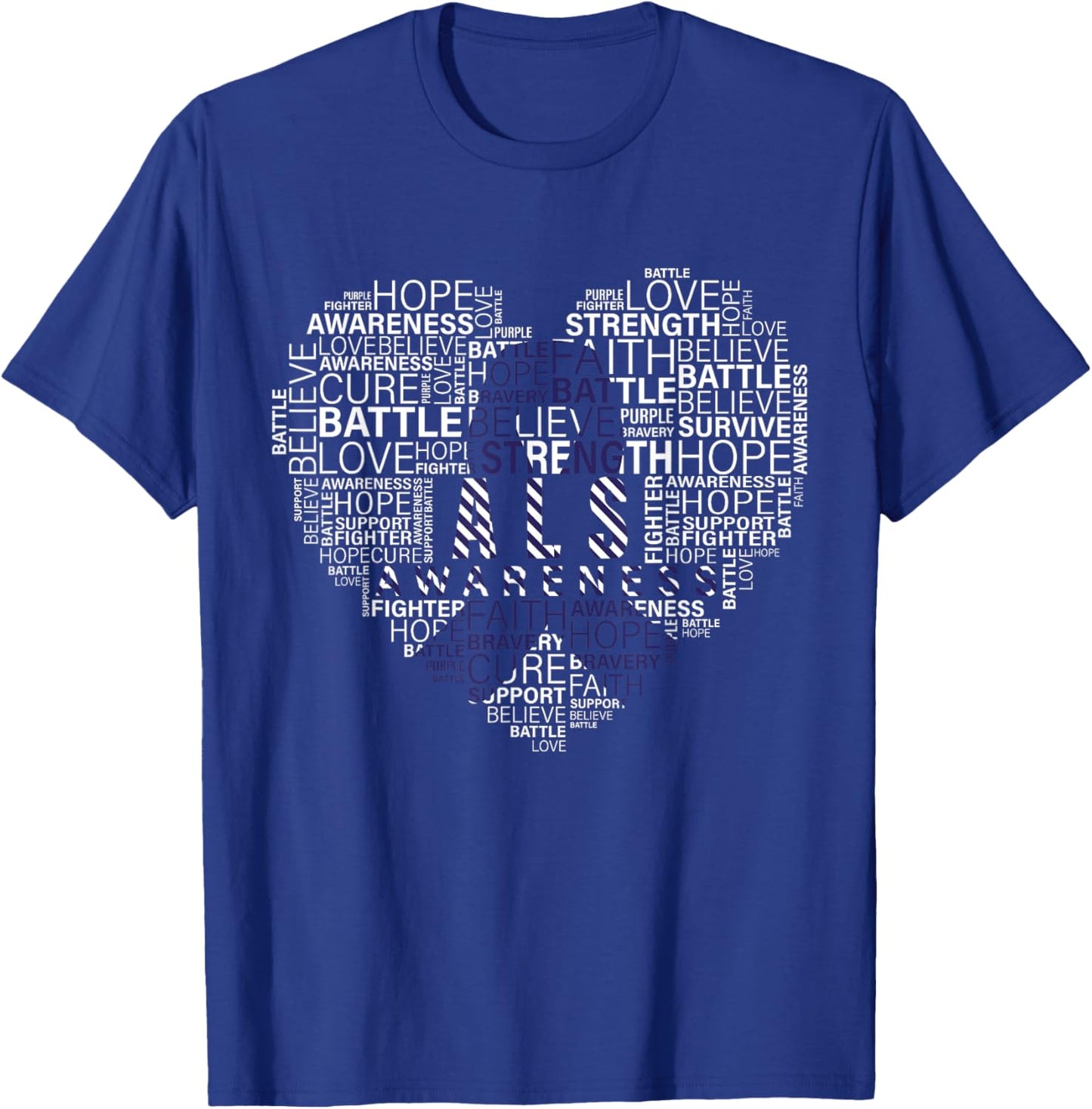 ALS awareness words cloud heart support proud ALS warrior T-Shirt - T-Shirt | Royal