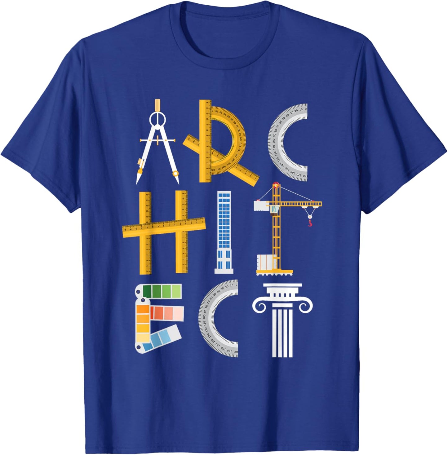 Architect - Artwork Drawing Design Architecture Construction T-Shirt - T-Shirt | Royal