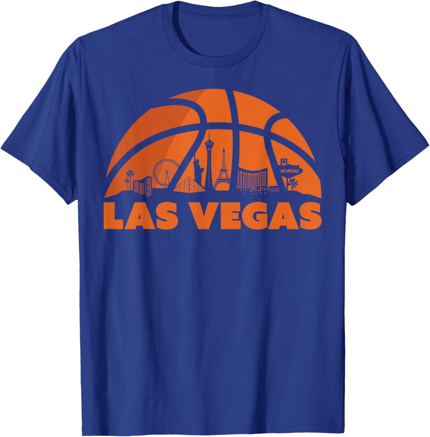 Las Vegas City Skyline Nevada Basketball Fan Jersey T-Shirt - T-Shirt | Royal