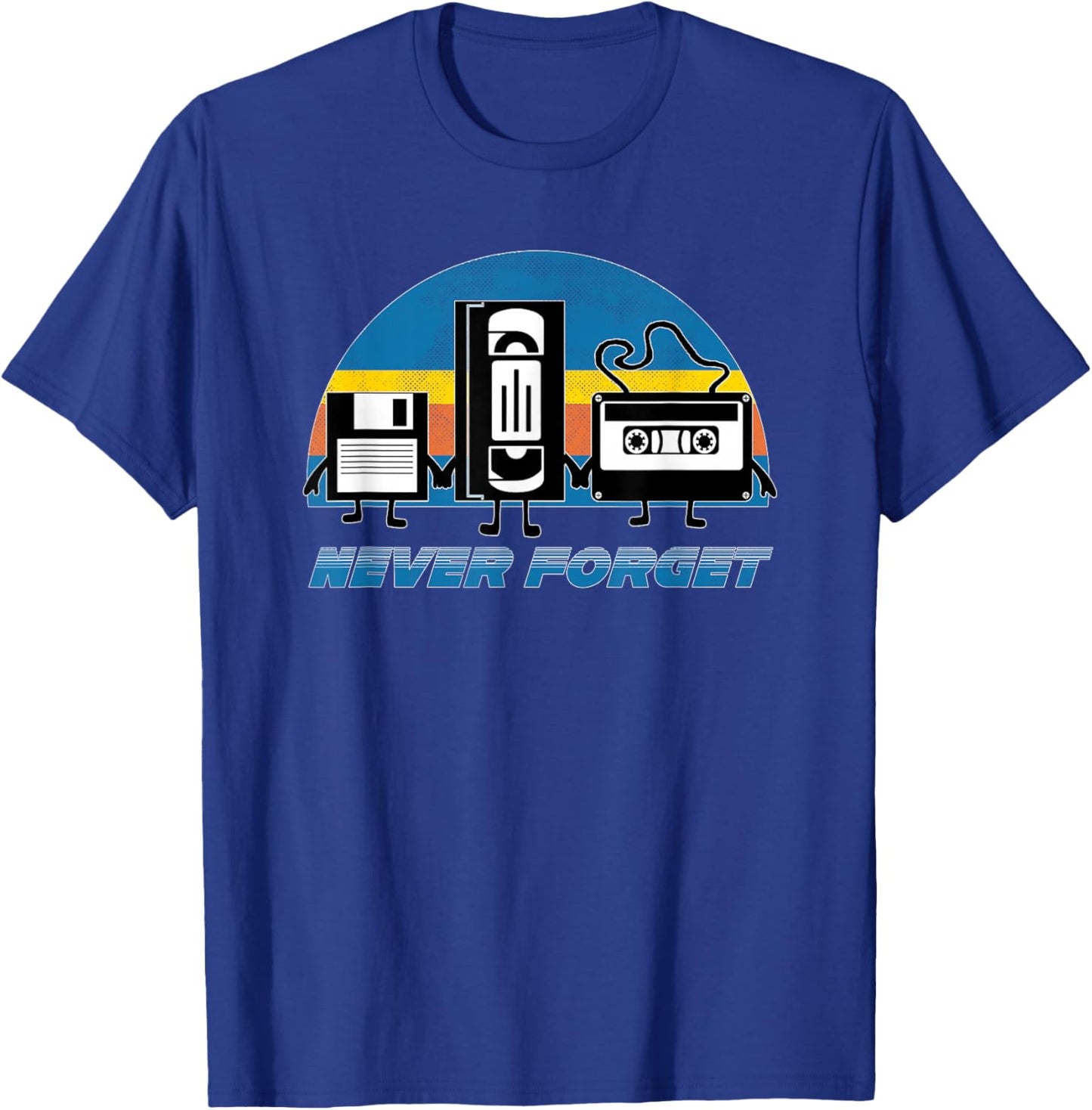 Never Forget Funny Retro Vintage VHS Cassette Floppy Disk T-Shirt - T-Shirt | Royal