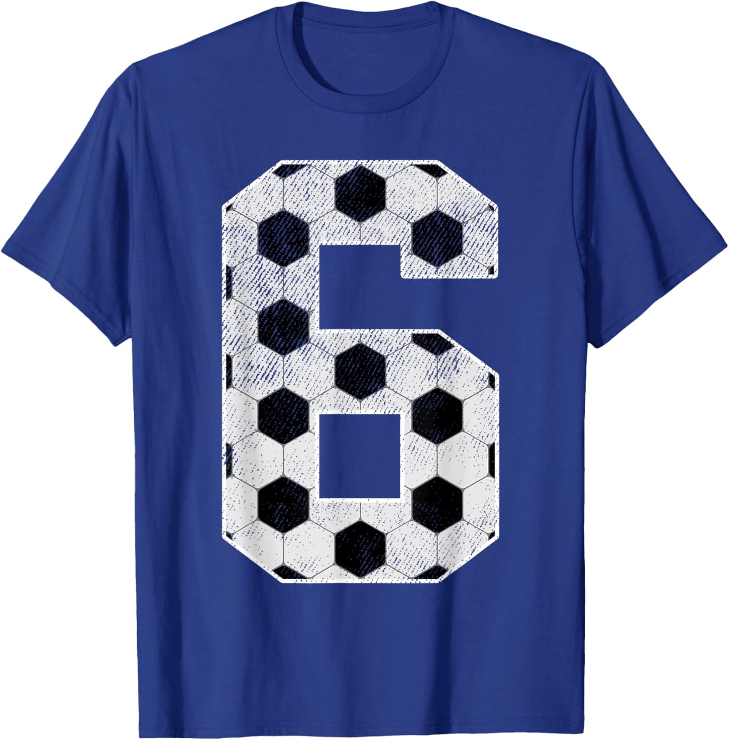 6th Birthday Party Six 6 Year Old Soccer Bday Boy Girl T-Shirt - T-Shirt | Royal