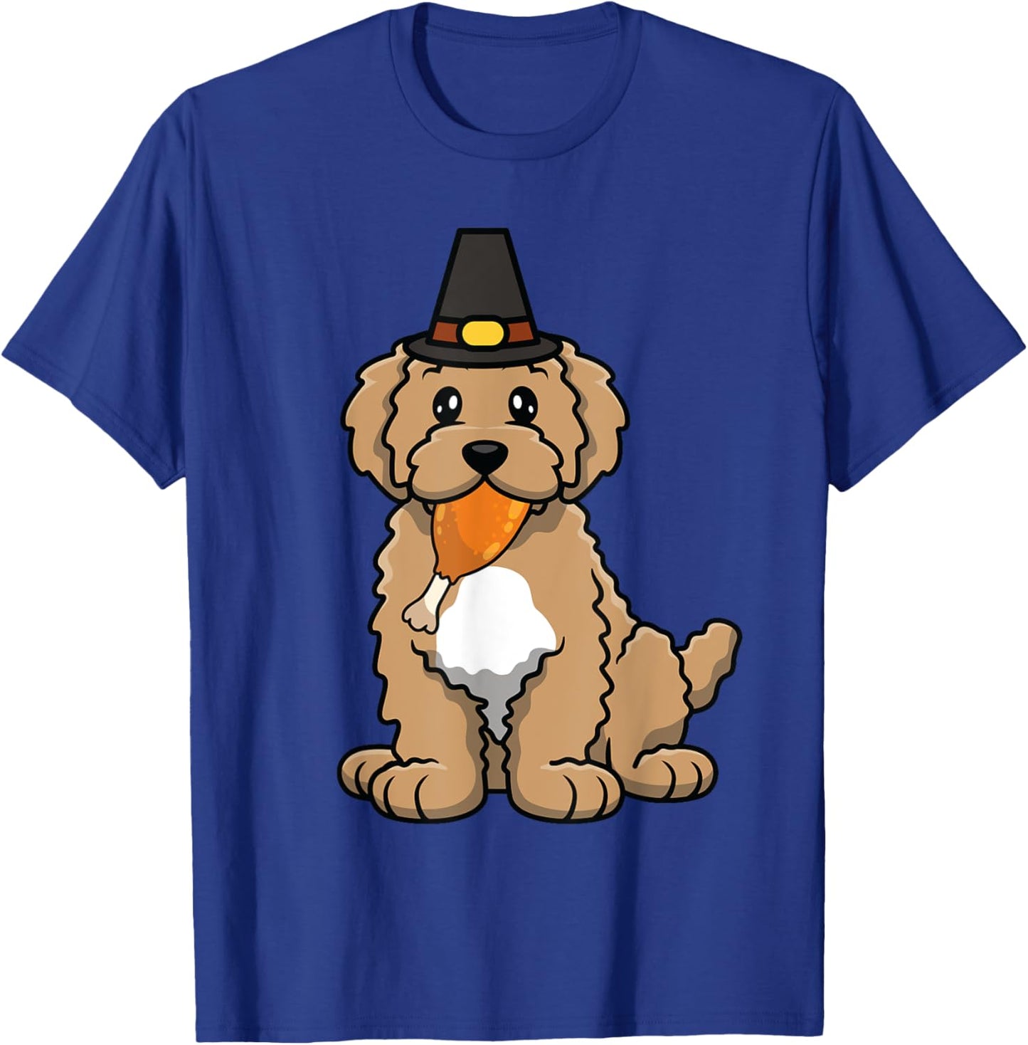 Poodle Eating Turkey Leg Thanksgiving Day Dog Puppy Fall Men Women Girls Kids T-Shirt - T-Shirt | Royal