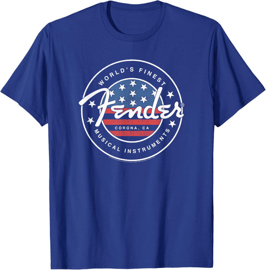 Fender American Flag Circle Stamp Logo T-Shirt - T-Shirt | Royal