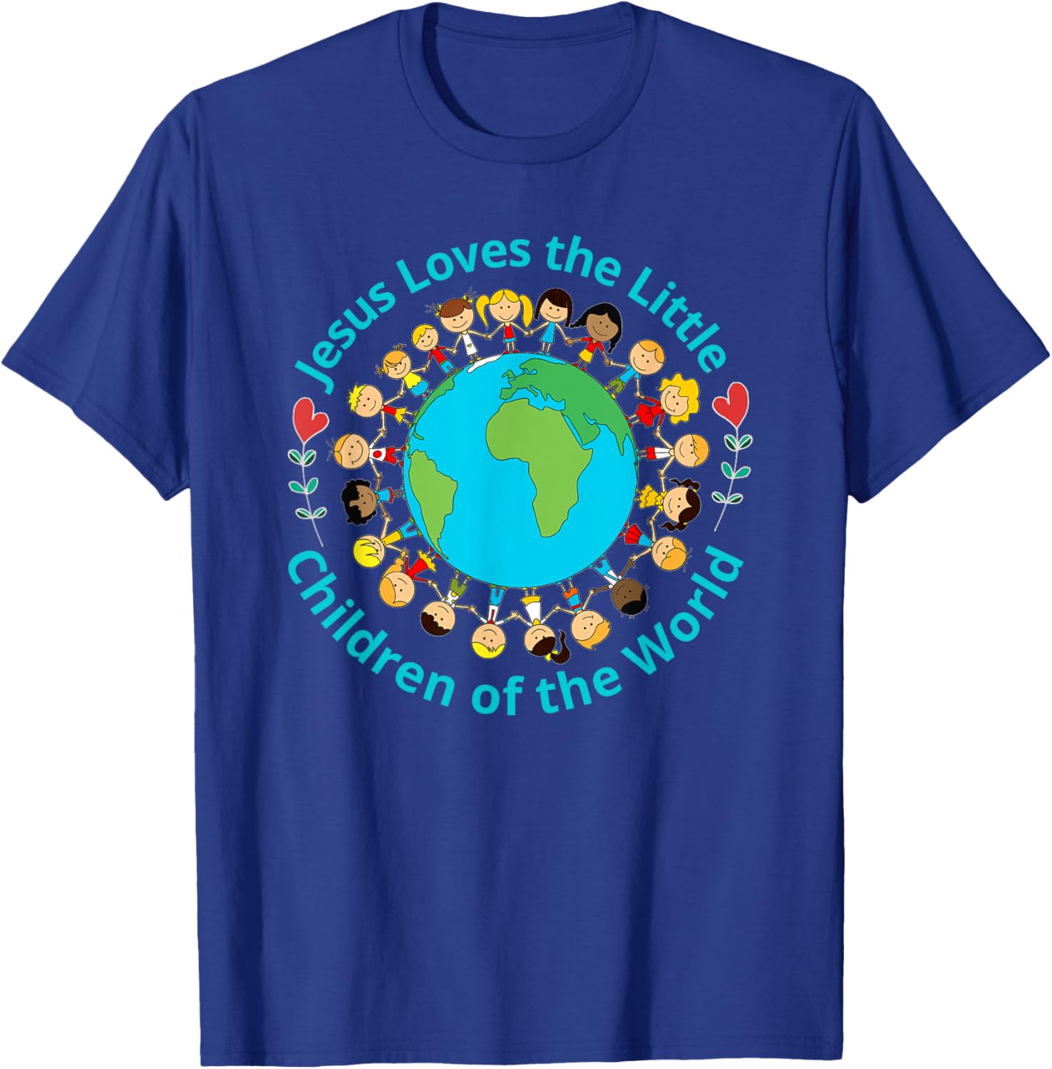 Jesus Loves Children Of World Christian Mother Teacher Kids T-Shirt - T-Shirt | Royal