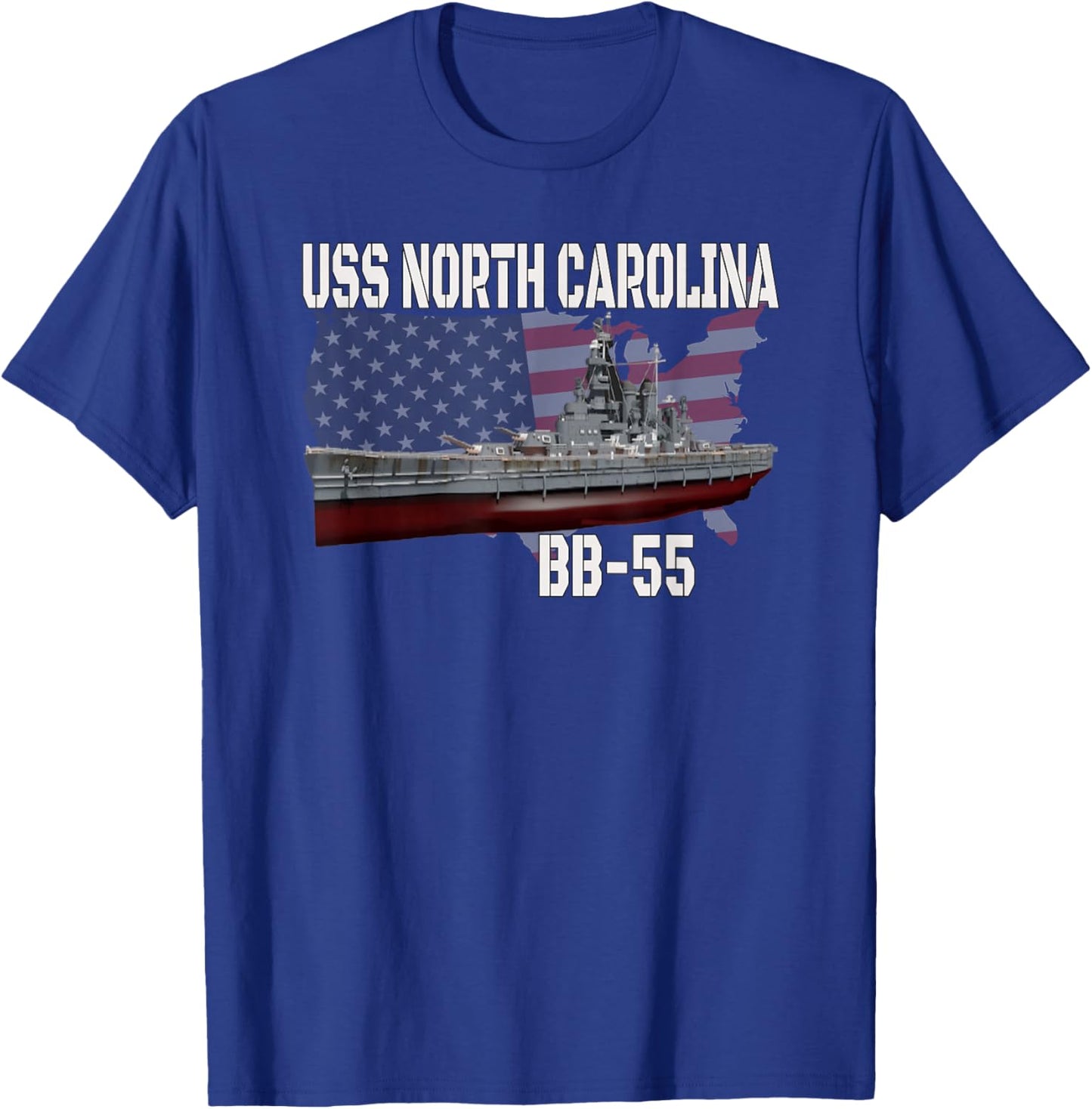 WW2 American Battleship USS North Carolina BB-55 Warships T-Shirt - T-Shirt | Royal