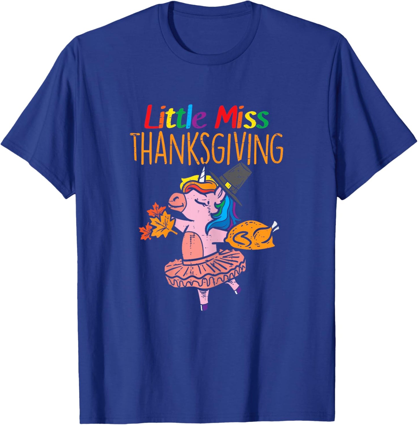 Unicorn Little Miss Thanksgiving Cute Toddler Kids Girls T-Shirt - T-Shirt | Royal