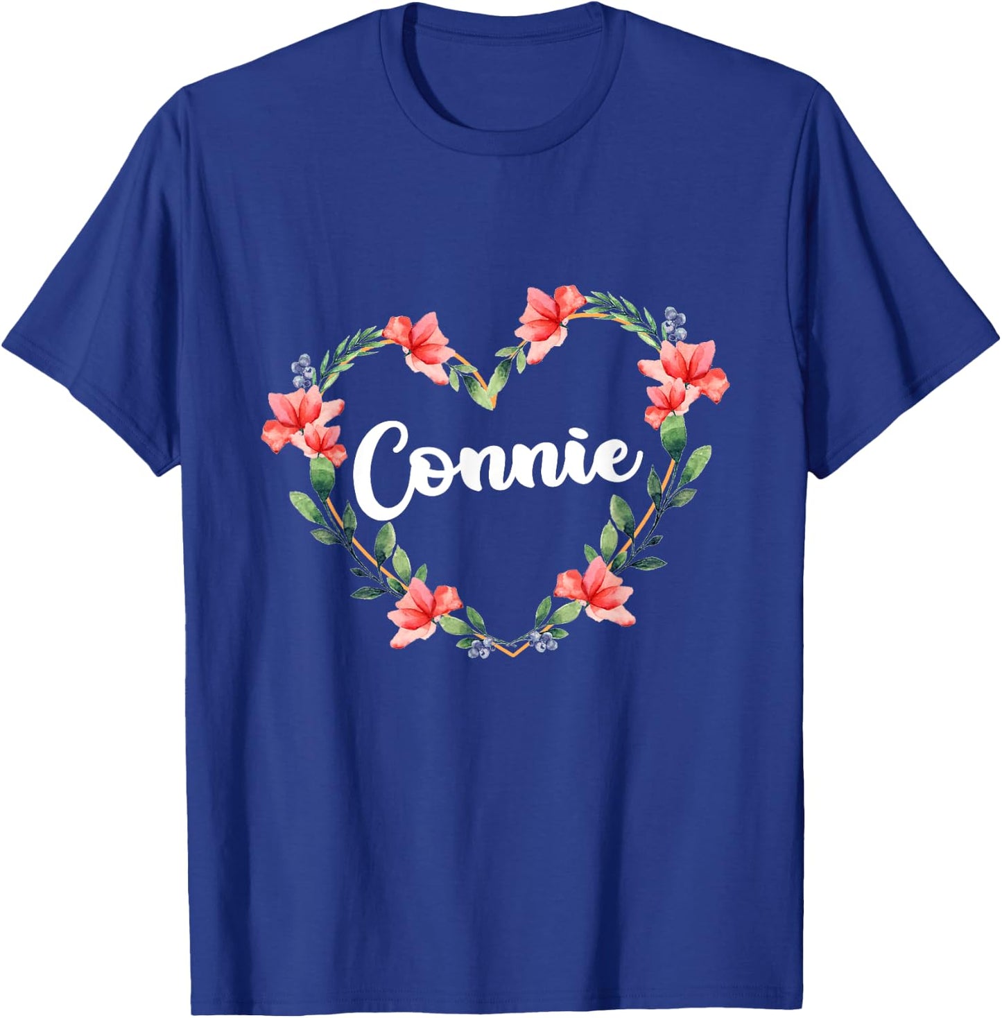 Connie Flower Heart Personalized Name Connie T-Shirt - T-Shirt | Royal