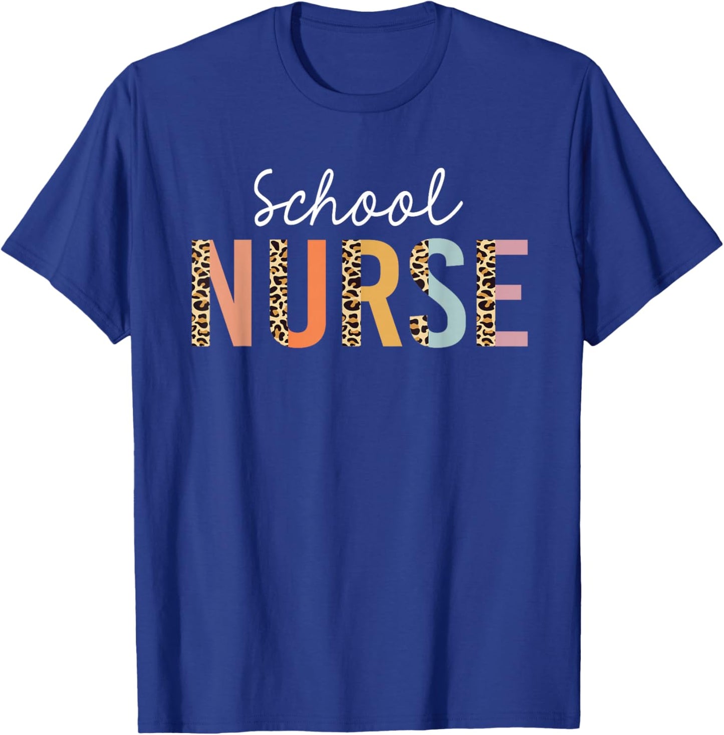 School Nurse Leopard Print Nursing Back to School Women Cute T-Shirt - T-Shirt | Royal