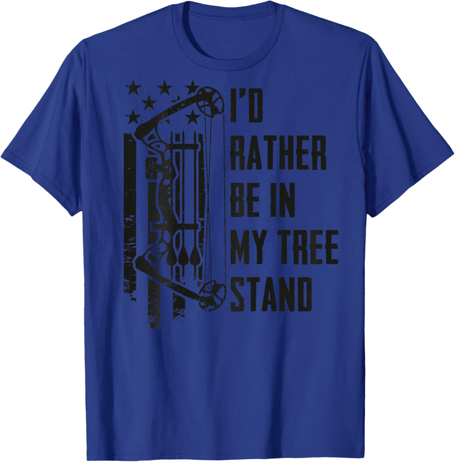 I'd Rather Be in My Tree Stand - Camo Deer Hunting - ON Back T-Shirt - T-Shirt | Royal