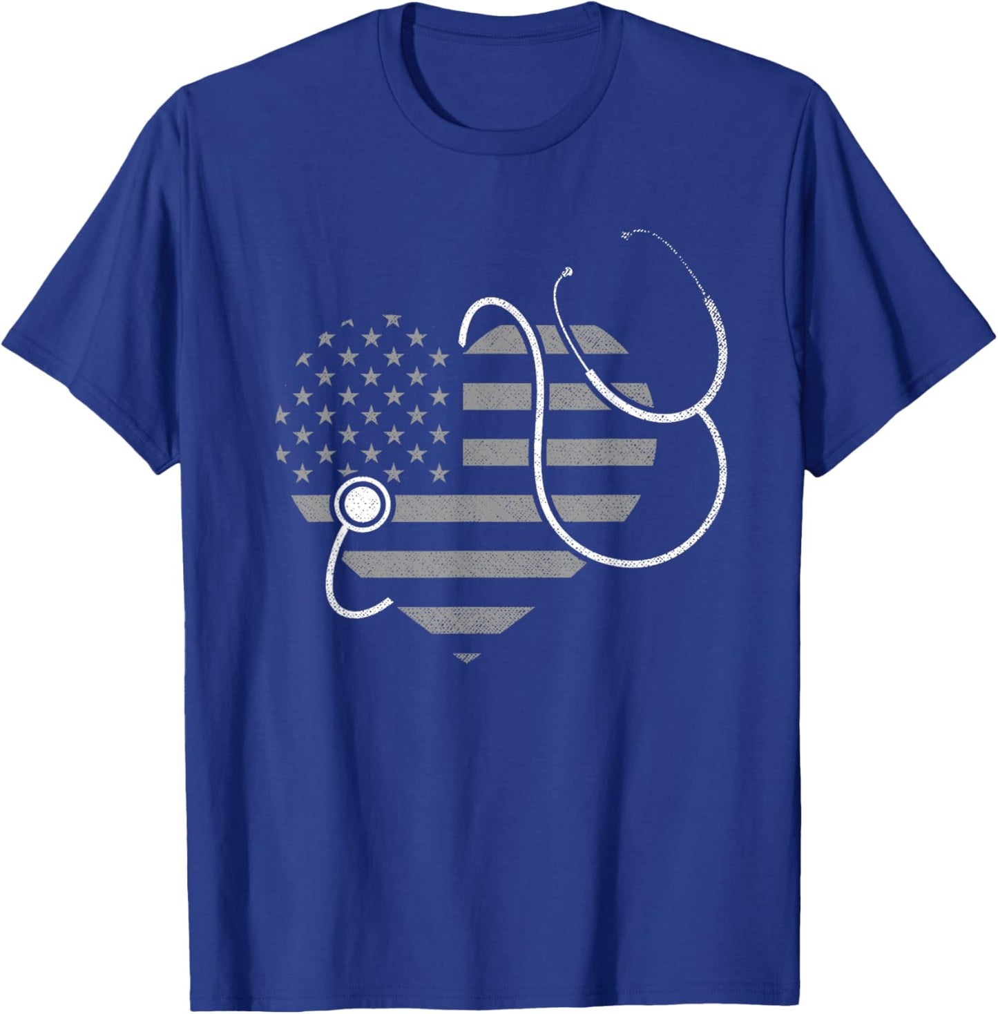 US Flag Stethoscope Patriotic Nursing Medicine Heart Nurse T-Shirt - T-Shirt | Royal