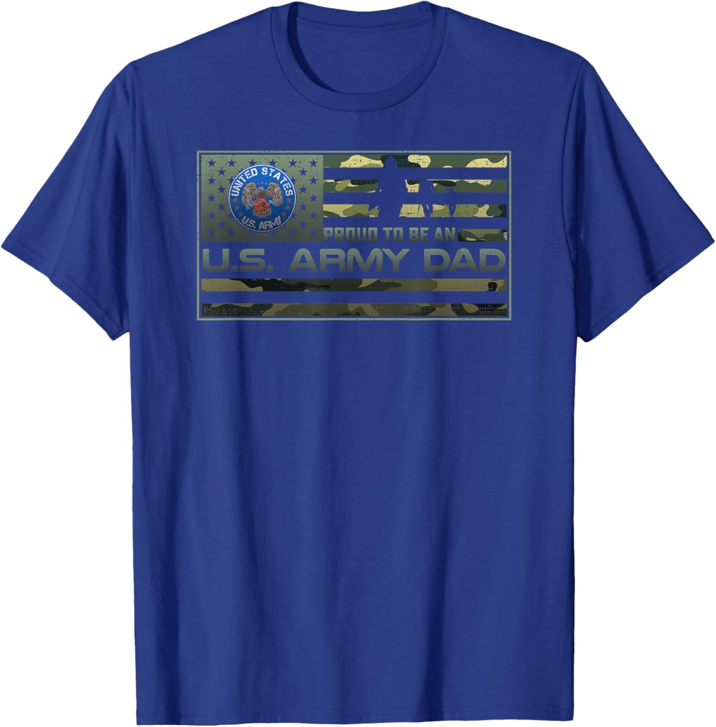 Vintage USA American Camo Flag Proud To Be An US Army Dad T-Shirt - T-Shirt | Royal