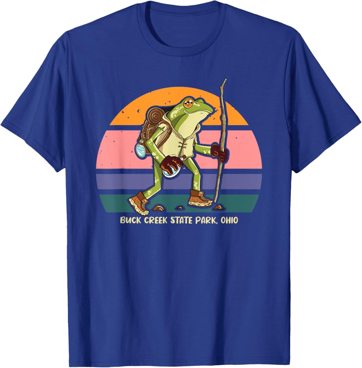 Buck Creek State Park Ohio Hiking Walking Frog T-Shirt - T-Shirt | Royal