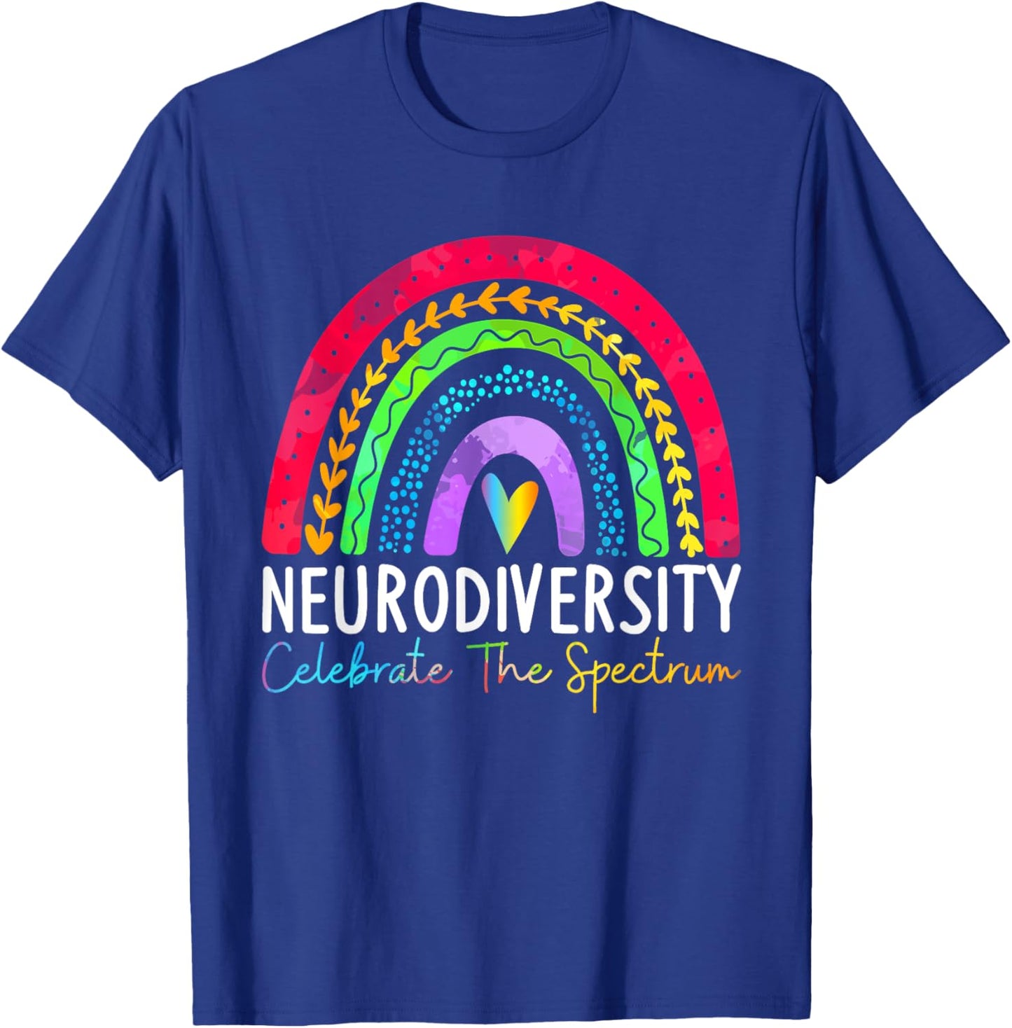 Neurodiversity Autism Spectrum ASD ADHD Rainbow Boho T-Shirt - T-Shirt | Royal