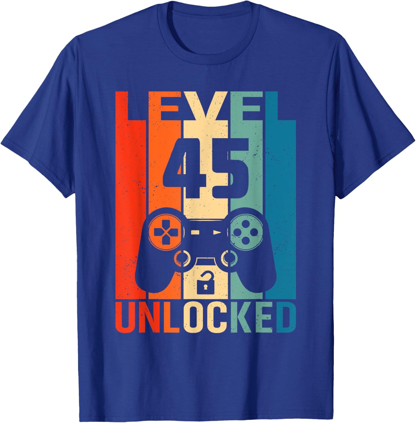 Level 45 Unlocked Video Gamer Shirt 45th Birthday Vintage T-Shirt - T-Shirt | Royal