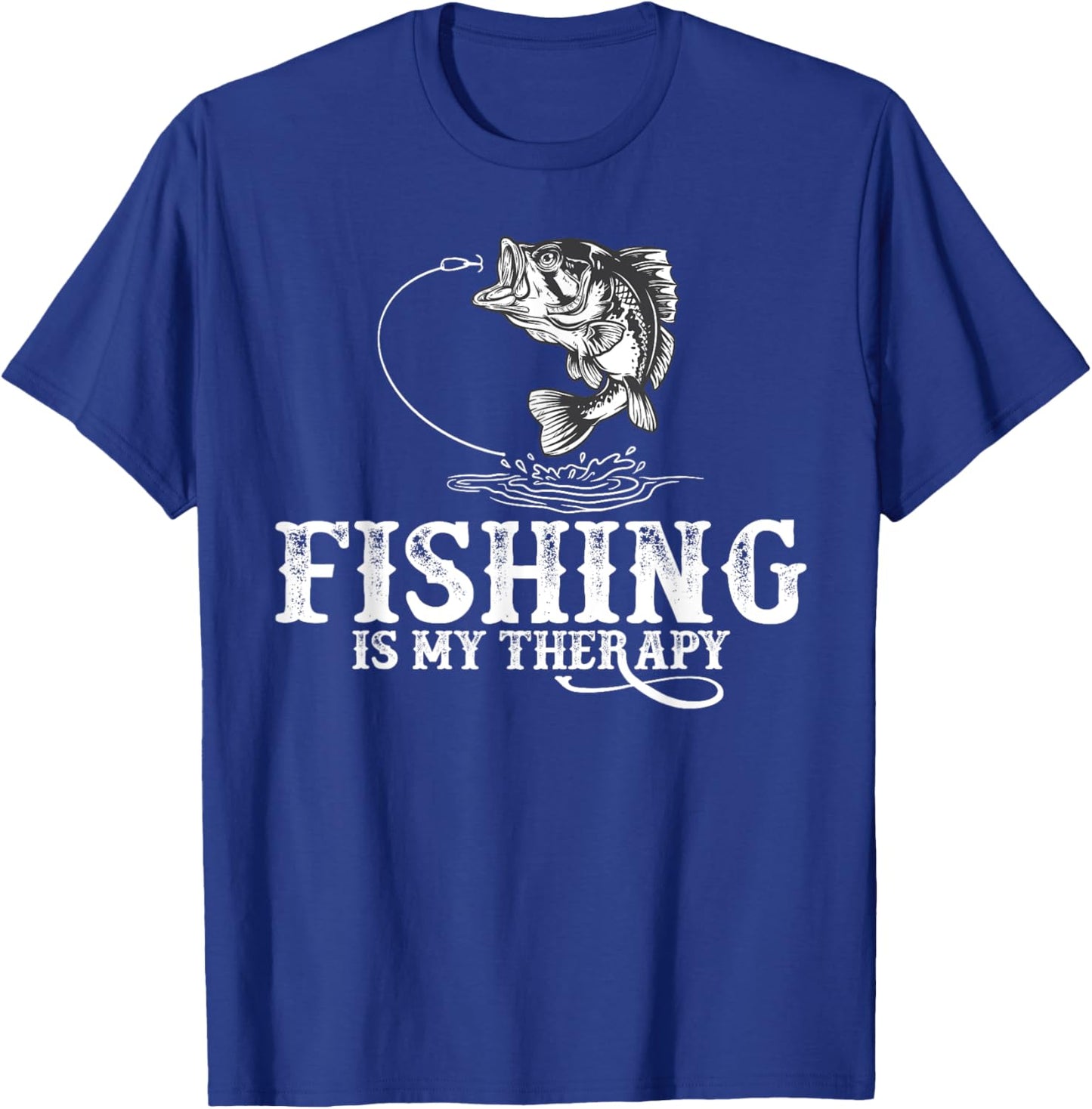Fishing is My Therapy Funny Fishermen T-Shirt - T-Shirt | Royal