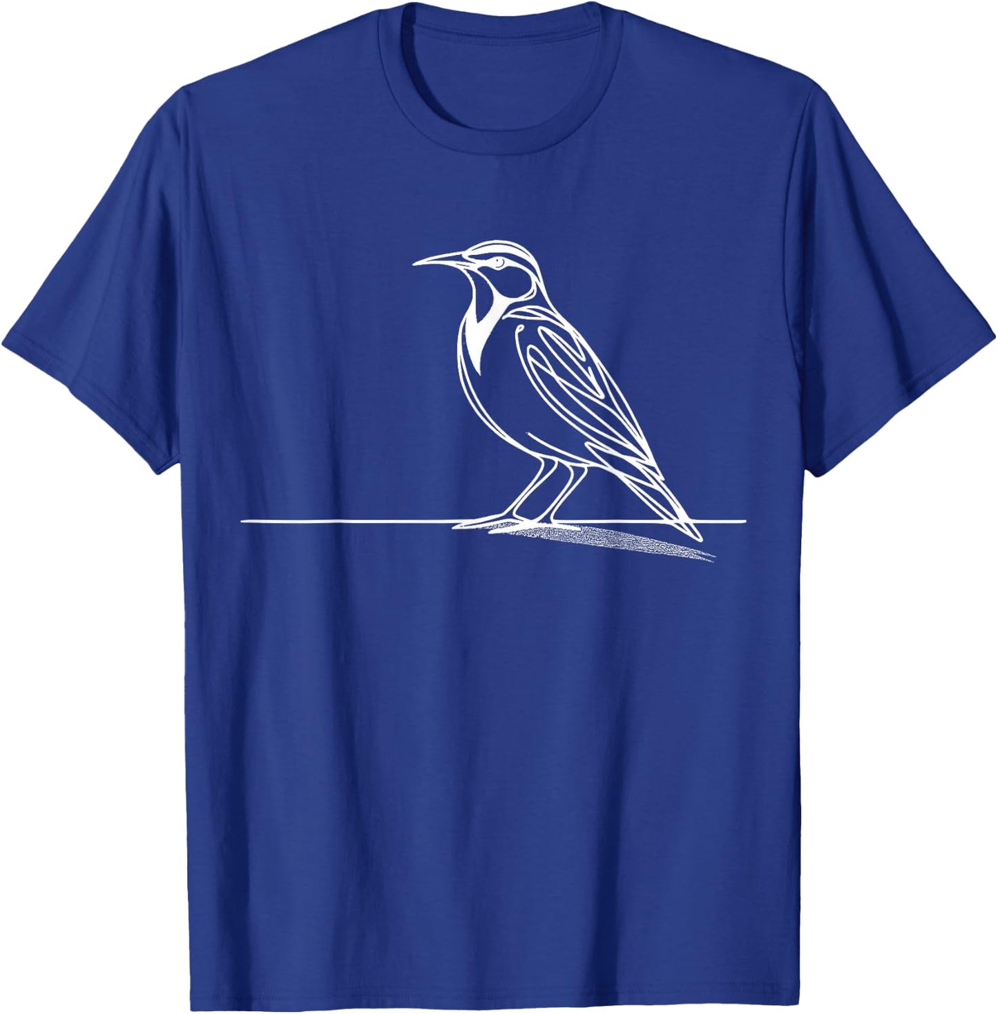 Eastern Meadowlark Line Art Birdwatcher T-Shirt - T-Shirt | Royal
