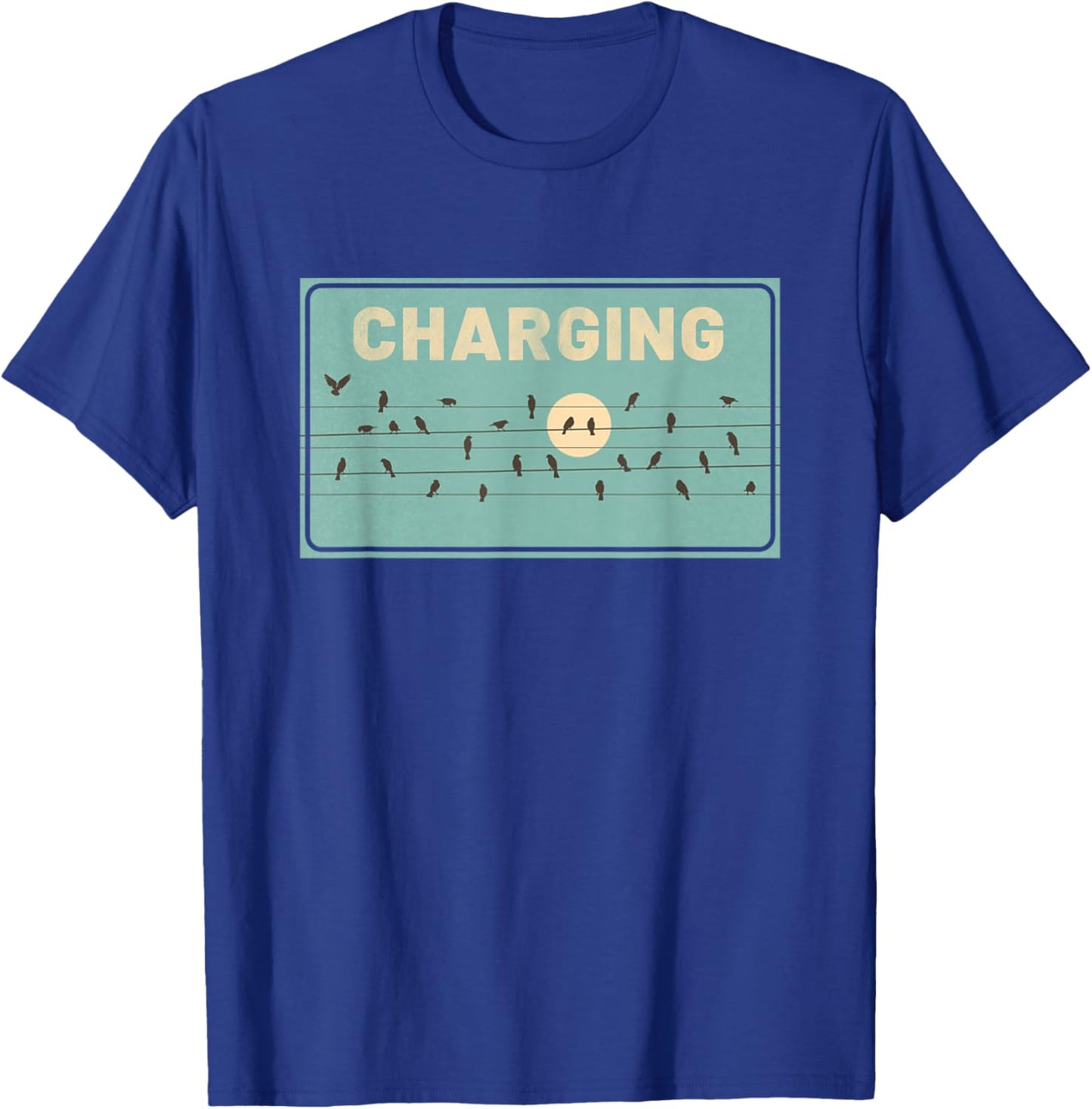 Birds Charging on Powerlines T-Shirt - T-Shirt | Royal