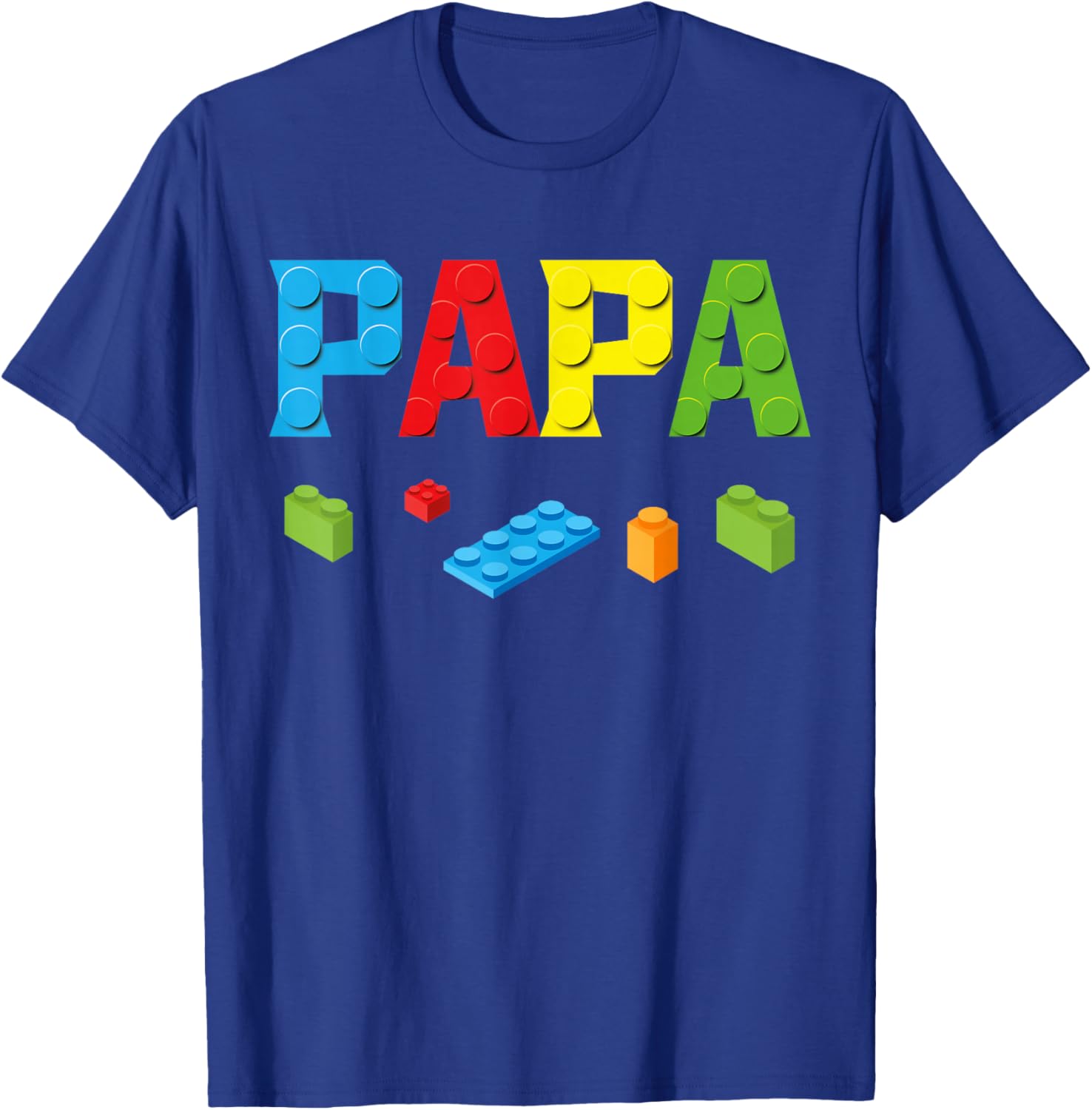 Papa Master Builder Building Bricks Blocks Family Set Parent T-Shirt - T-Shirt | Royal