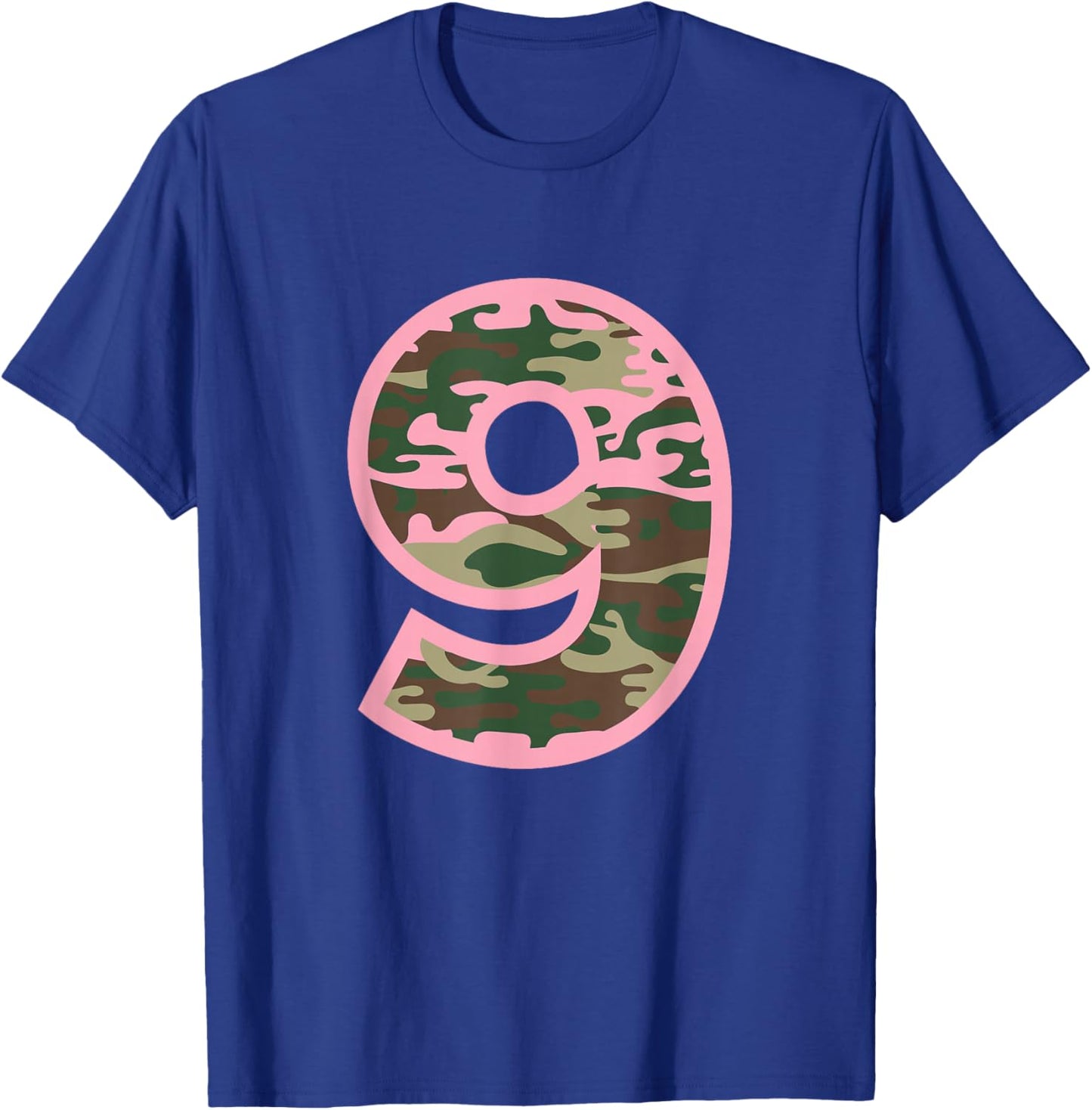 9 Ninth Birthday Army Pink Camouflage Girls Party Military T-Shirt - T-Shirt | Royal