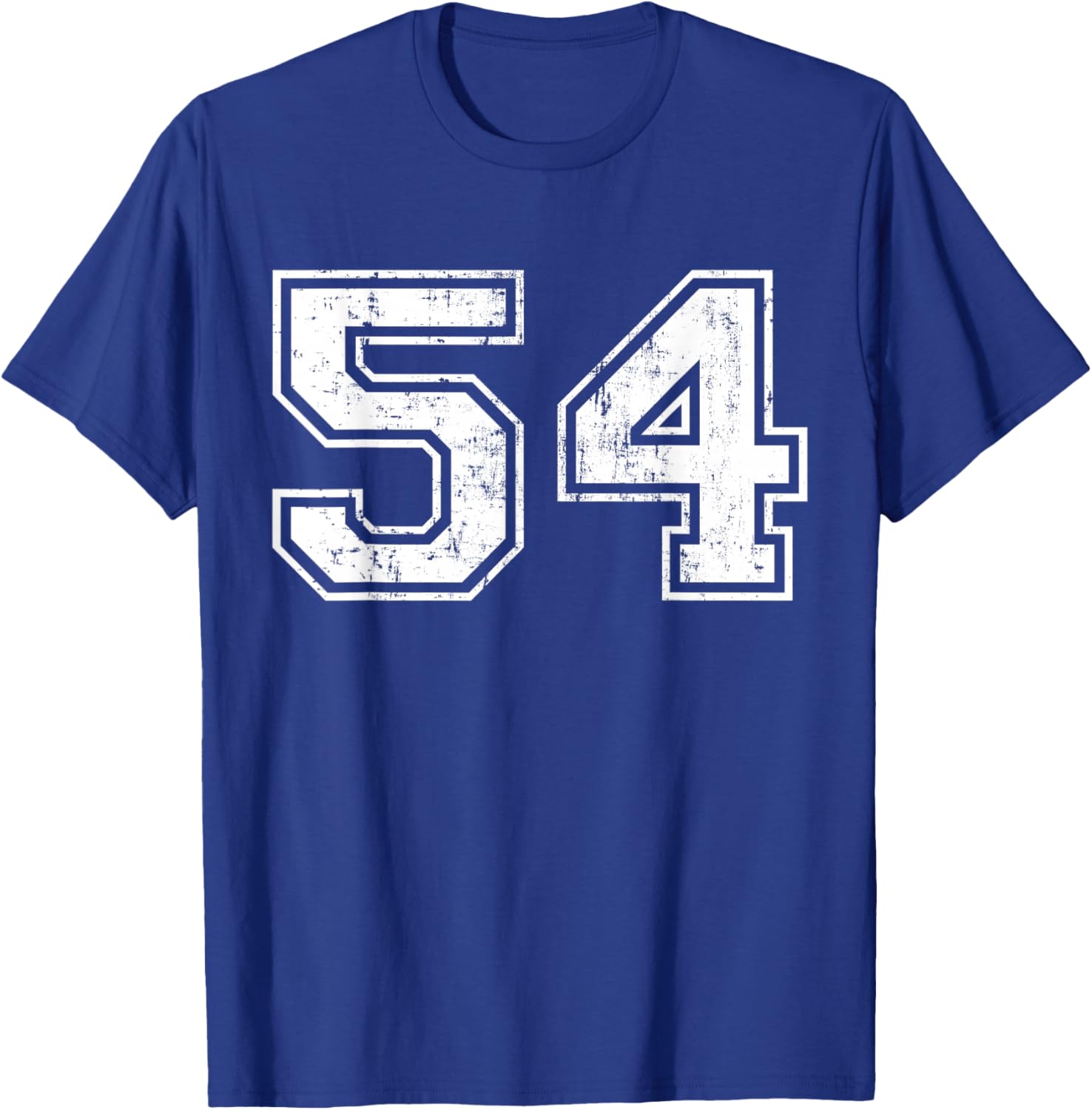 Number 54 Distressed Vintage Fifty Four Sports Team Practice T-Shirt - T-Shirt | Royal