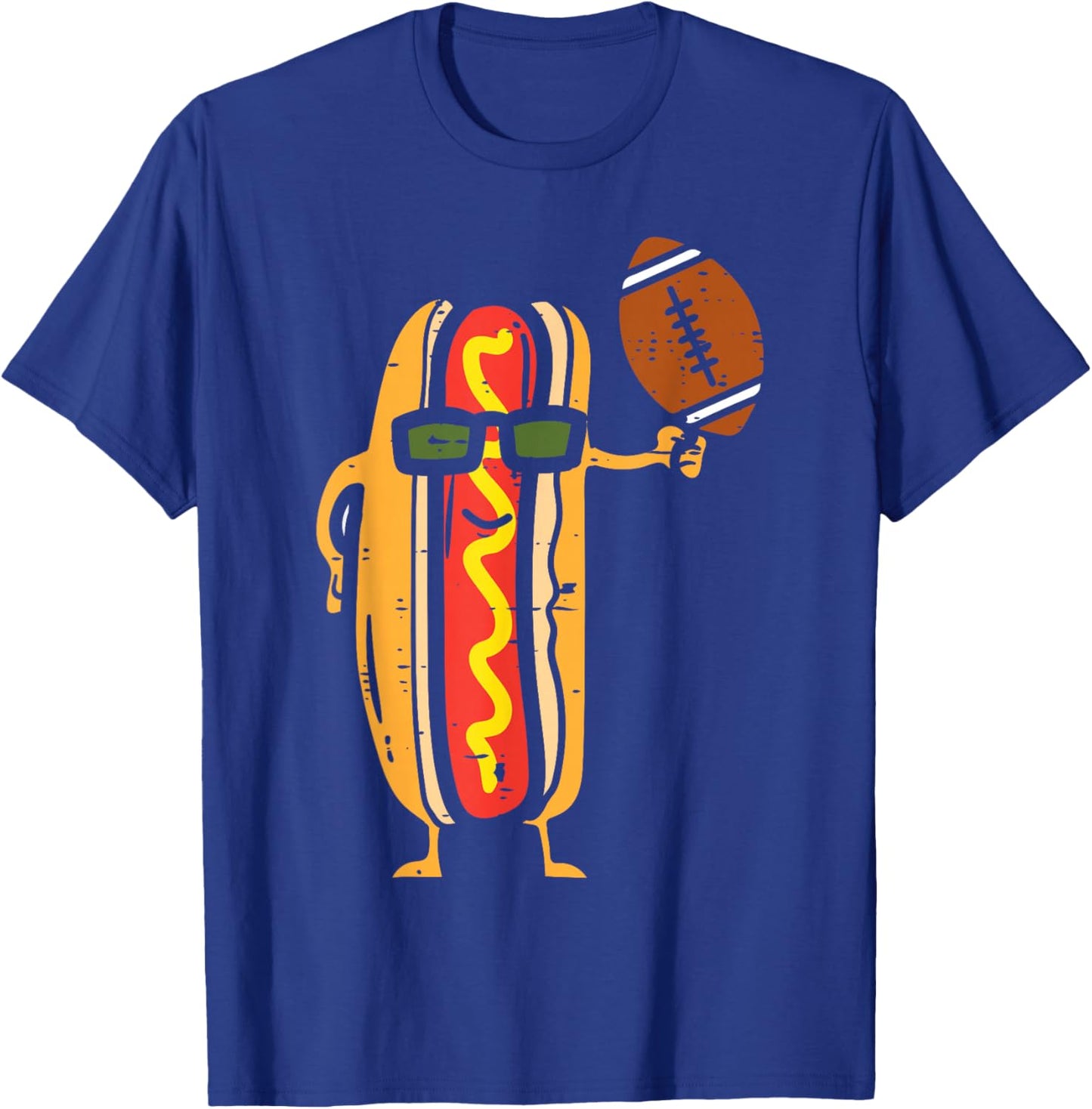 American Football Hotdog Funny Sports Foodie Men Women Kids T-Shirt - T-Shirt | Royal