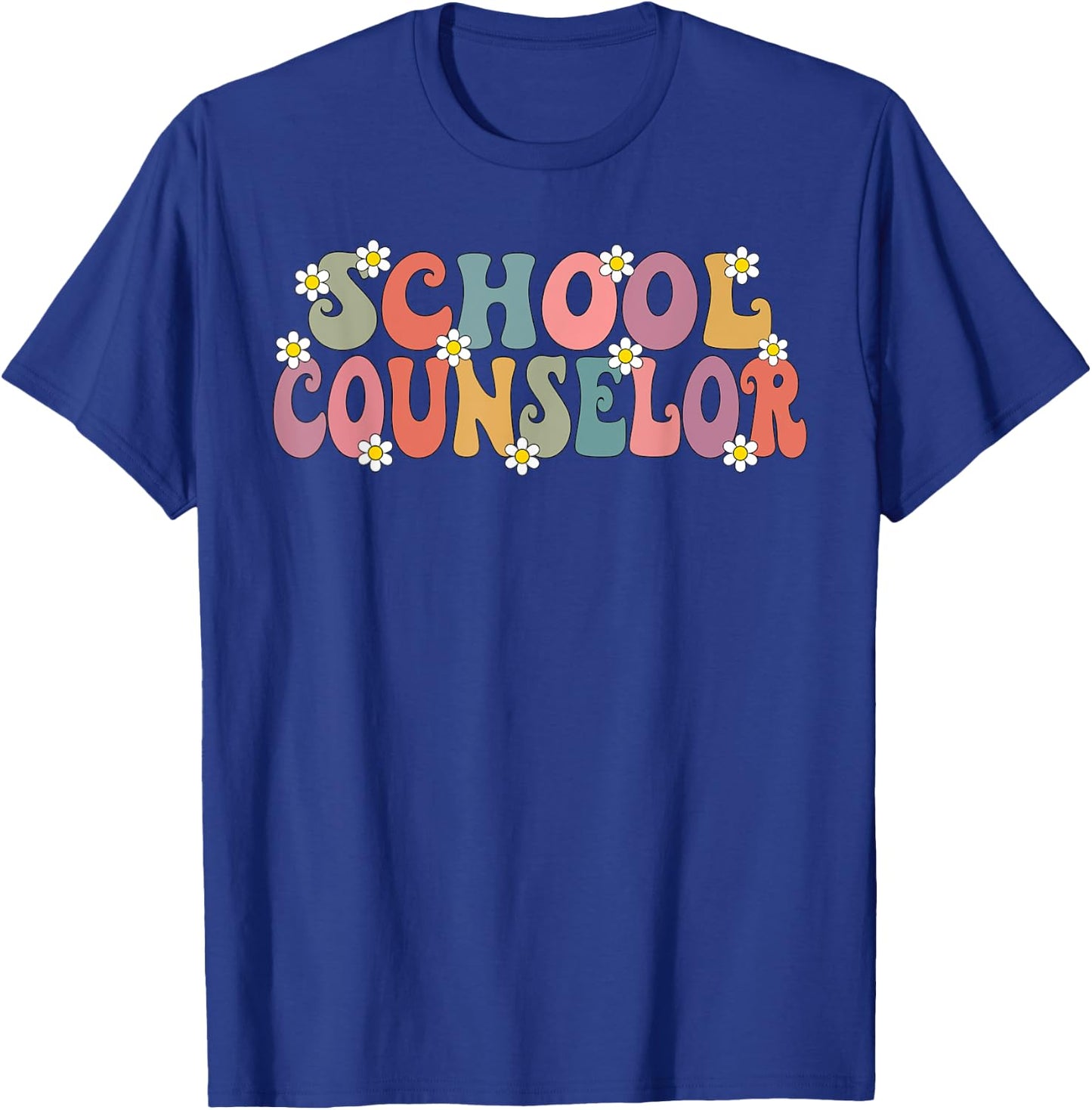 Groovy School Counselor Back To School Teacher Counseling T-Shirt - T-Shirt | Royal