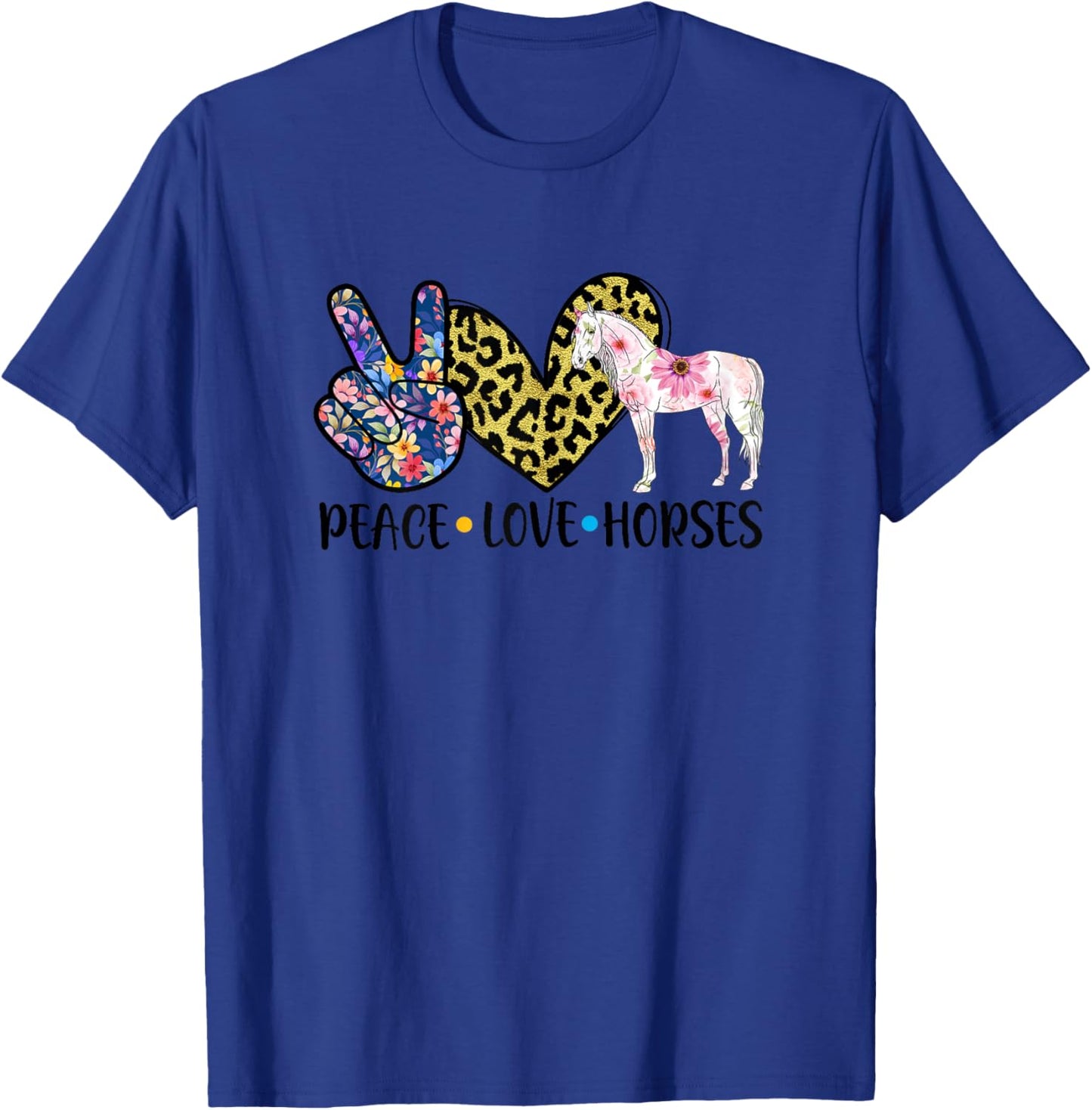 Peace Love Horses Cute Horse Lover Teen Girls T-Shirt - T-Shirt | Royal