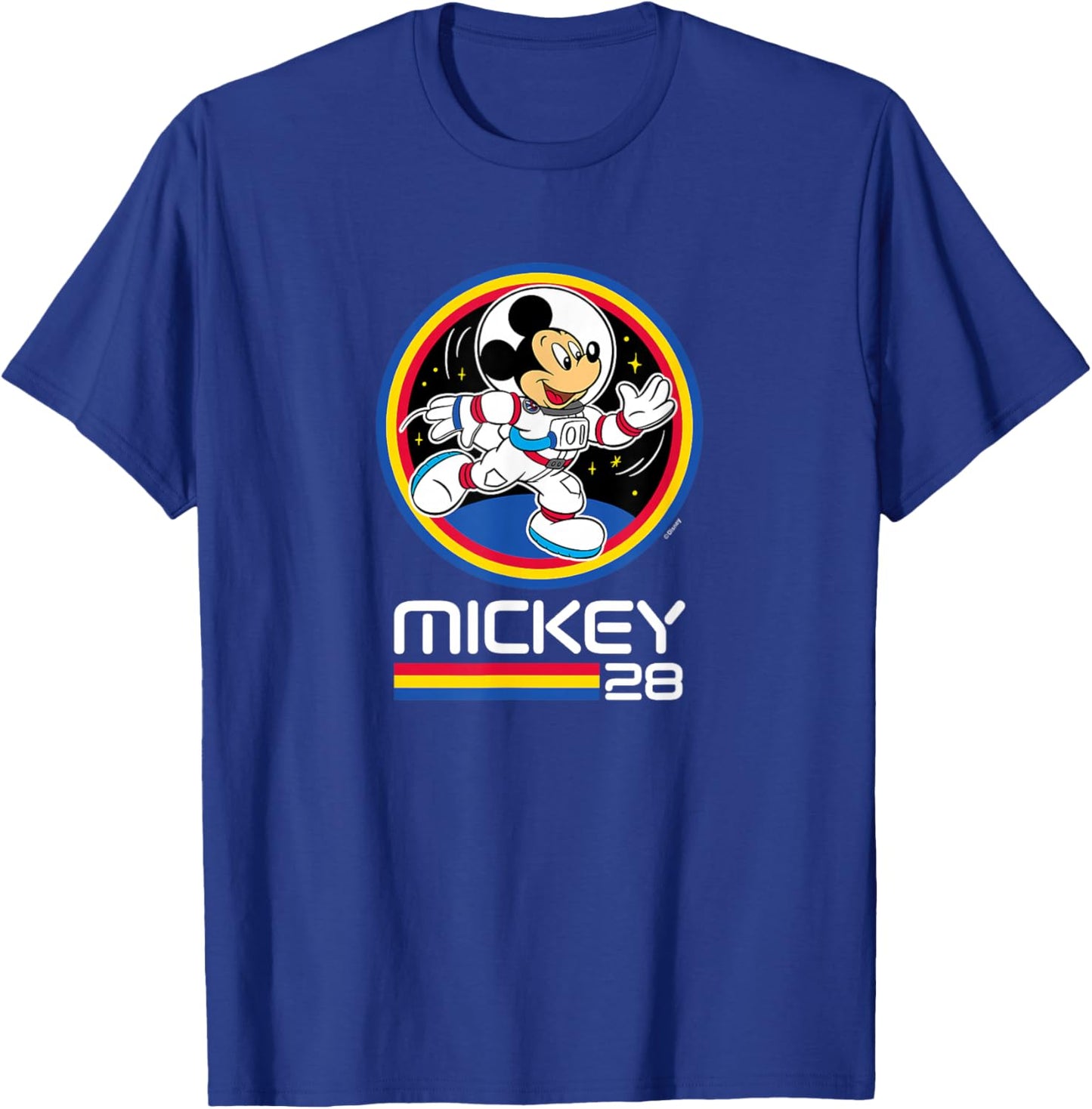 Mickey Mouse - Retro 28 Space Badge T-Shirt - T-Shirt | Royal