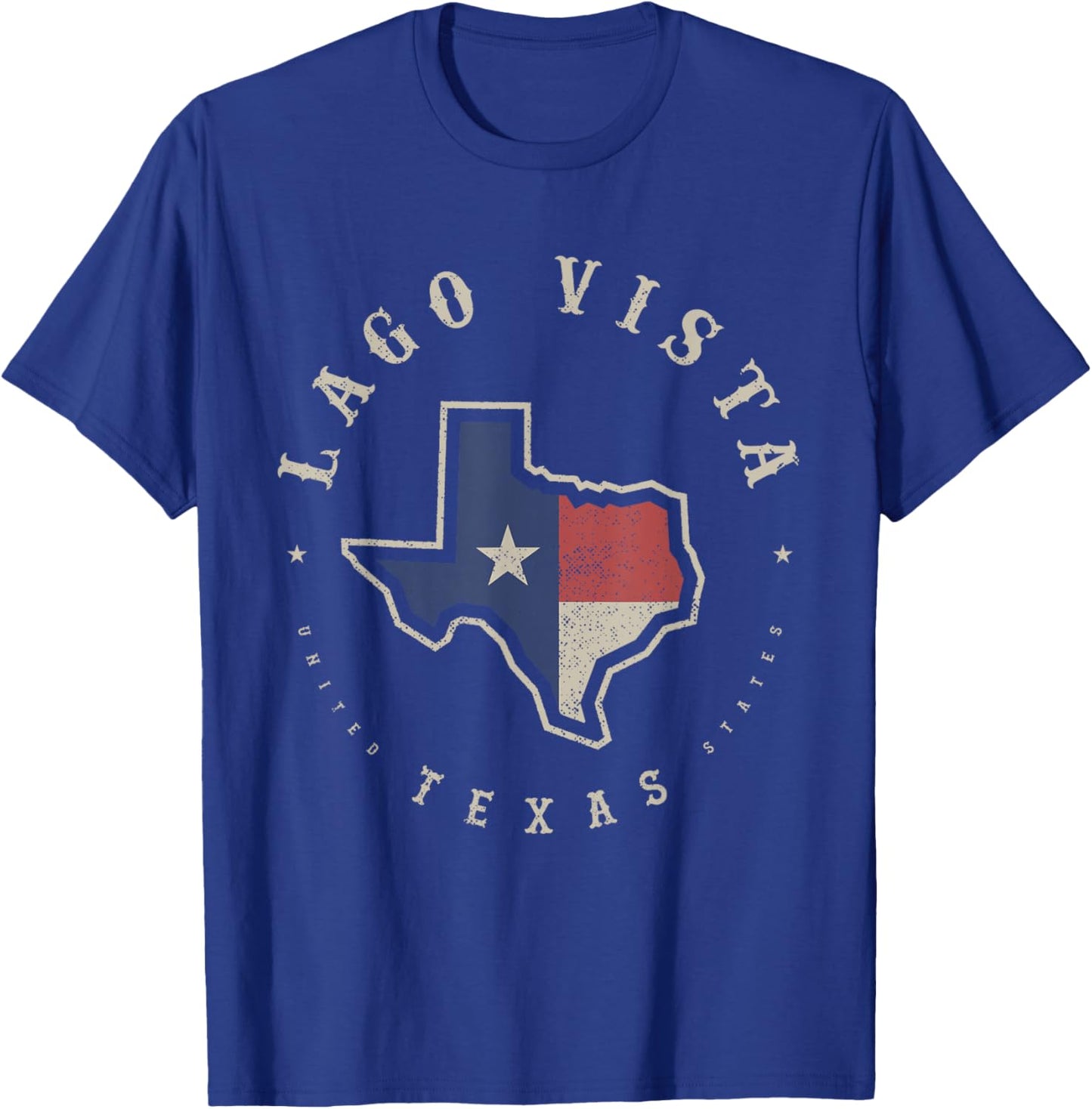 Vintage Lago Vista Texas State Flag Map Souvenir Gift T-Shirt - T-Shirt | Royal